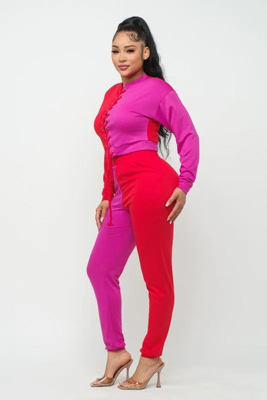 Aretha Red/Pink Lounge Track Set sold by Rockstar Original product image thumbnail 3