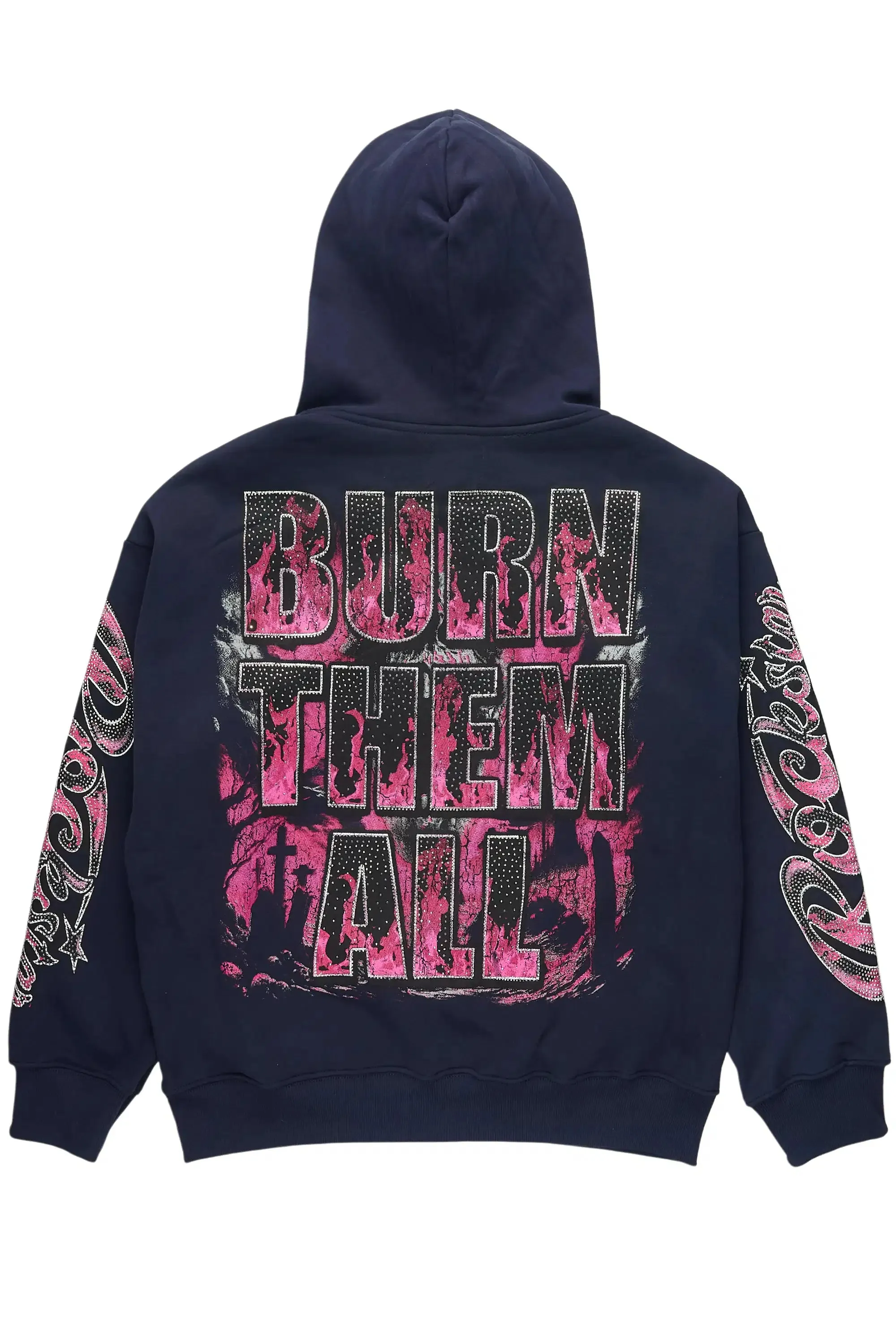 TraSheba Navy Rhinestone Hoodie sold by Rockstar Original product image thumbnail 3