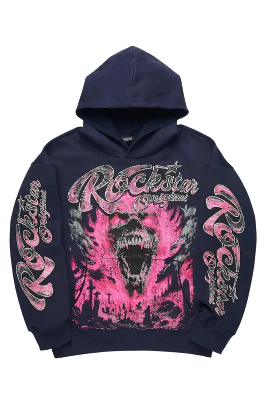 TraSheba Navy Rhinestone Hoodie sold by Rockstar Original