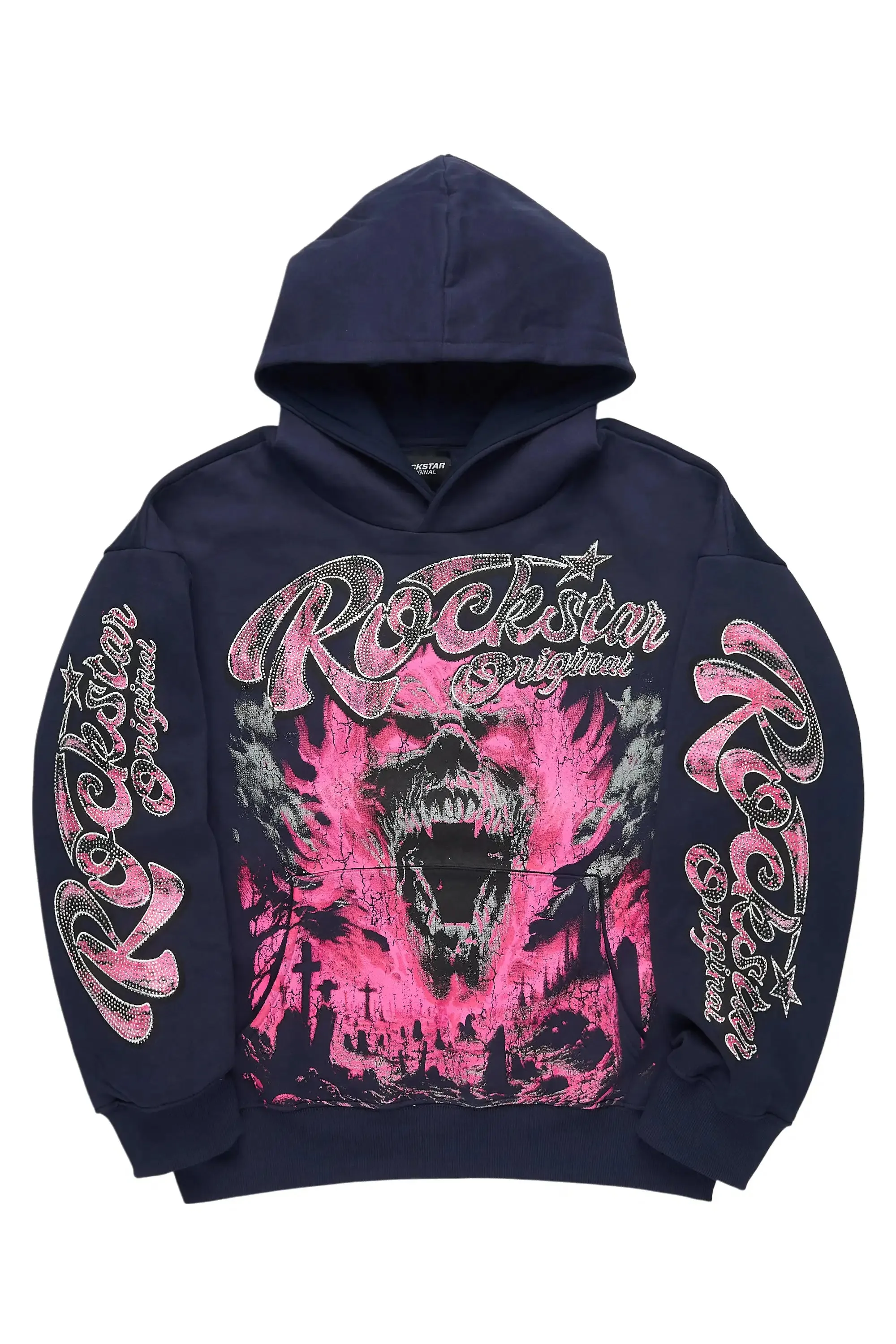 TraSheba Navy Rhinestone Hoodie sold by Rockstar Original