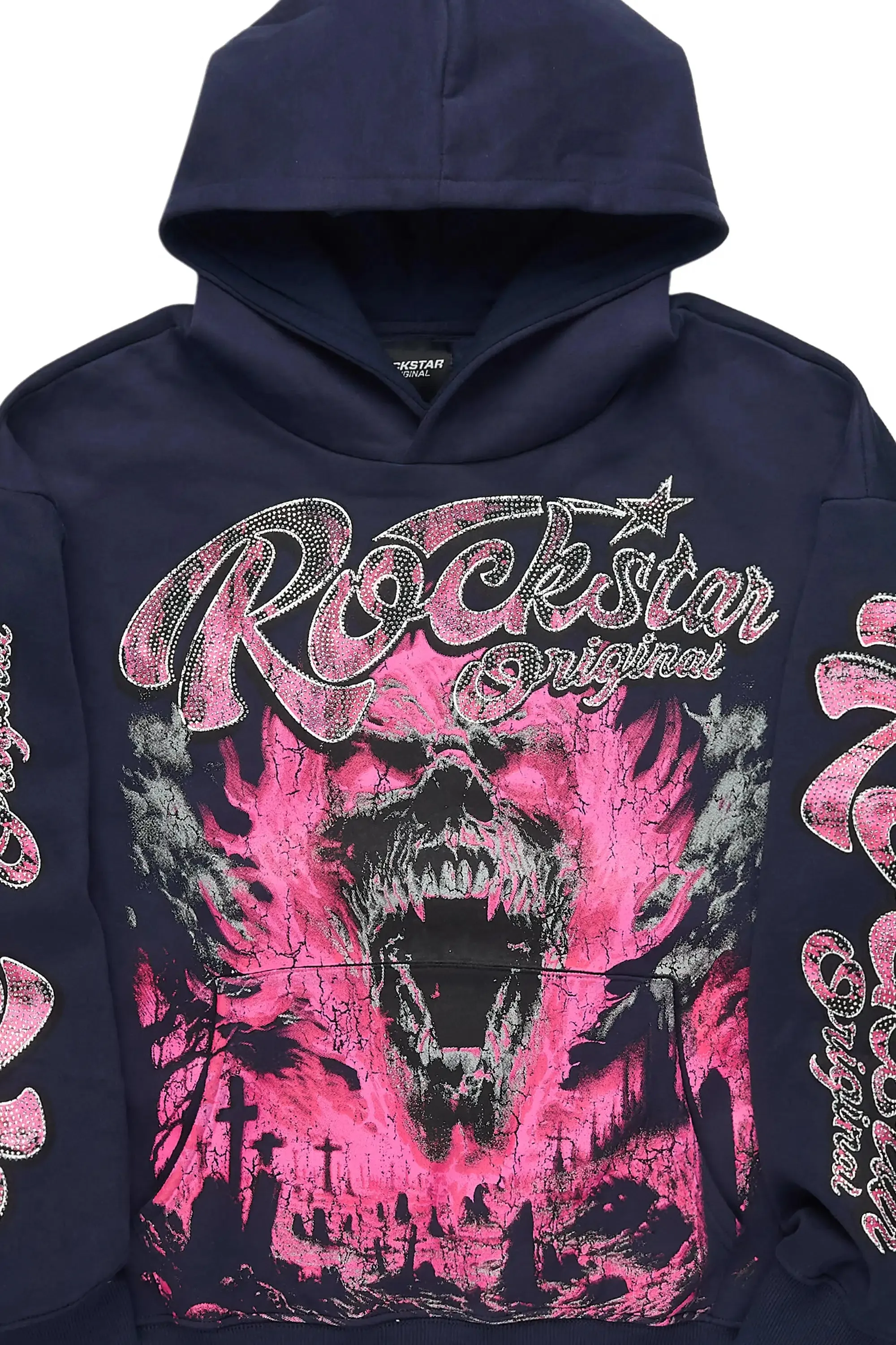 TraSheba Navy Rhinestone Hoodie sold by Rockstar Original product image thumbnail 2