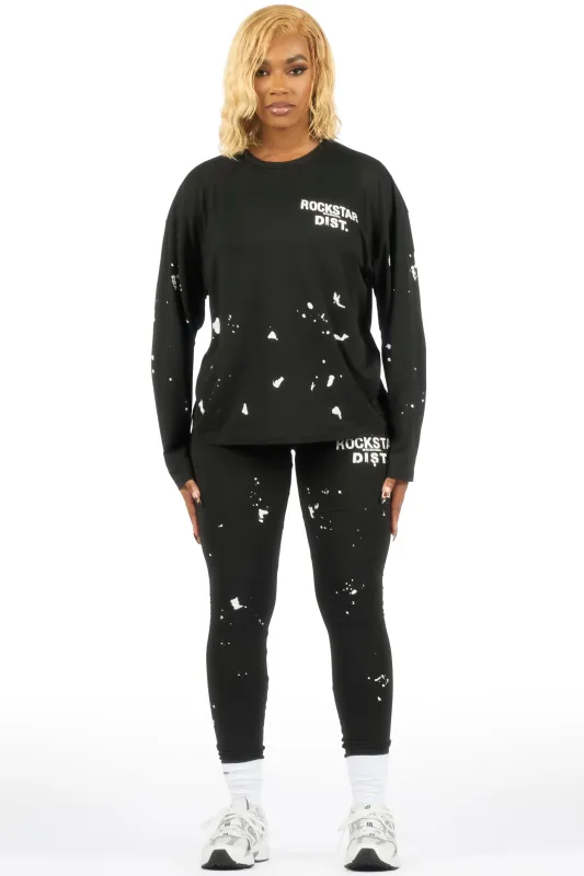 Living For It Black Long Sleeve Legging Set sold by Rockstar Original