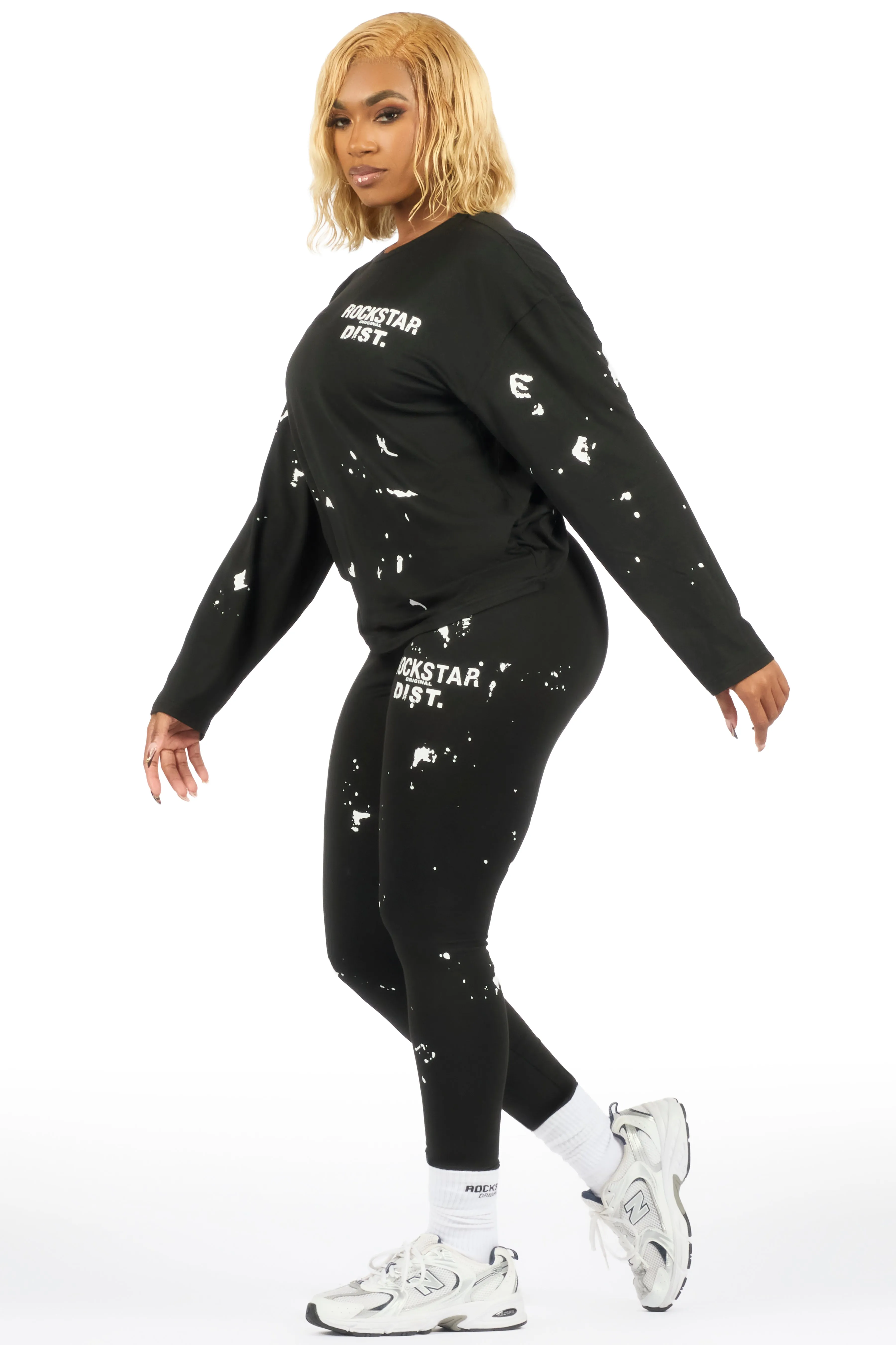 Living For It Black Long Sleeve Legging Set sold by Rockstar Original product image thumbnail 3
