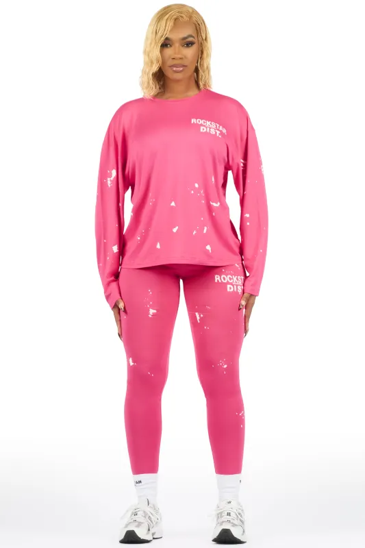 Living For It Fuchsia Long Sleeve Legging Set sold by Rockstar Original