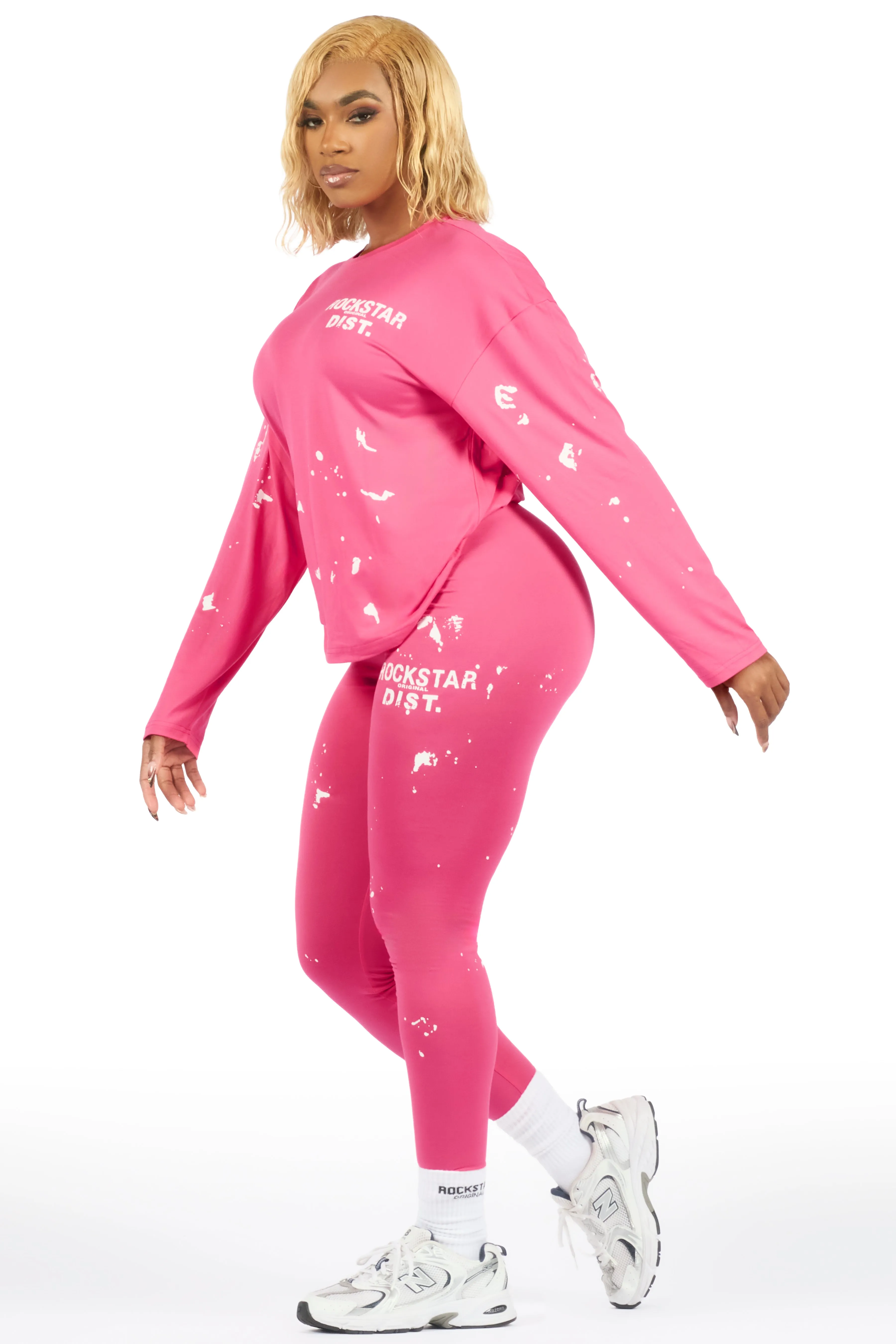 Living For It Fuchsia Long Sleeve Legging Set sold by Rockstar Original product image thumbnail 3