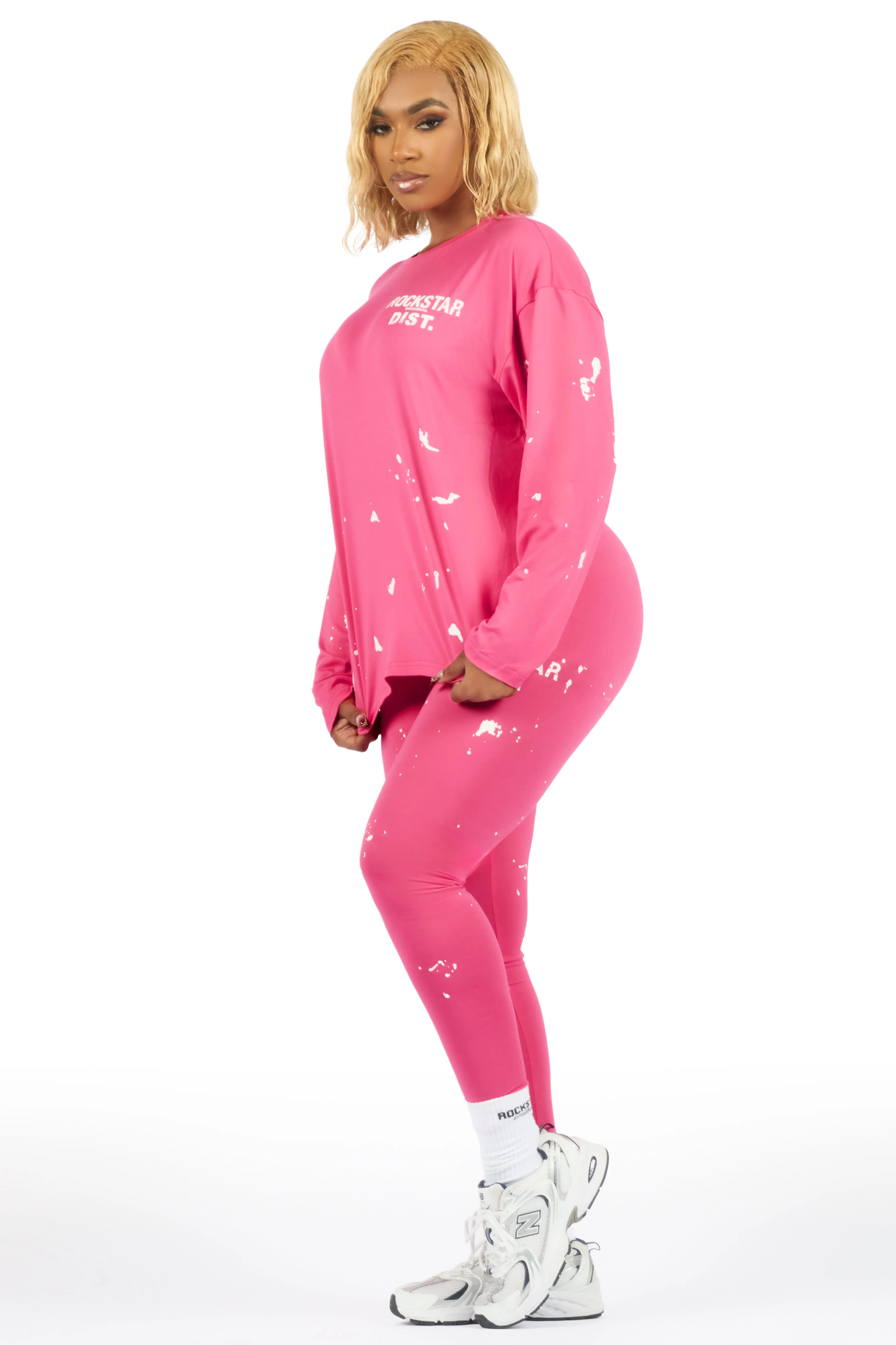 Living For It Fuchsia Long Sleeve Legging Set sold by Rockstar Original product image thumbnail 2