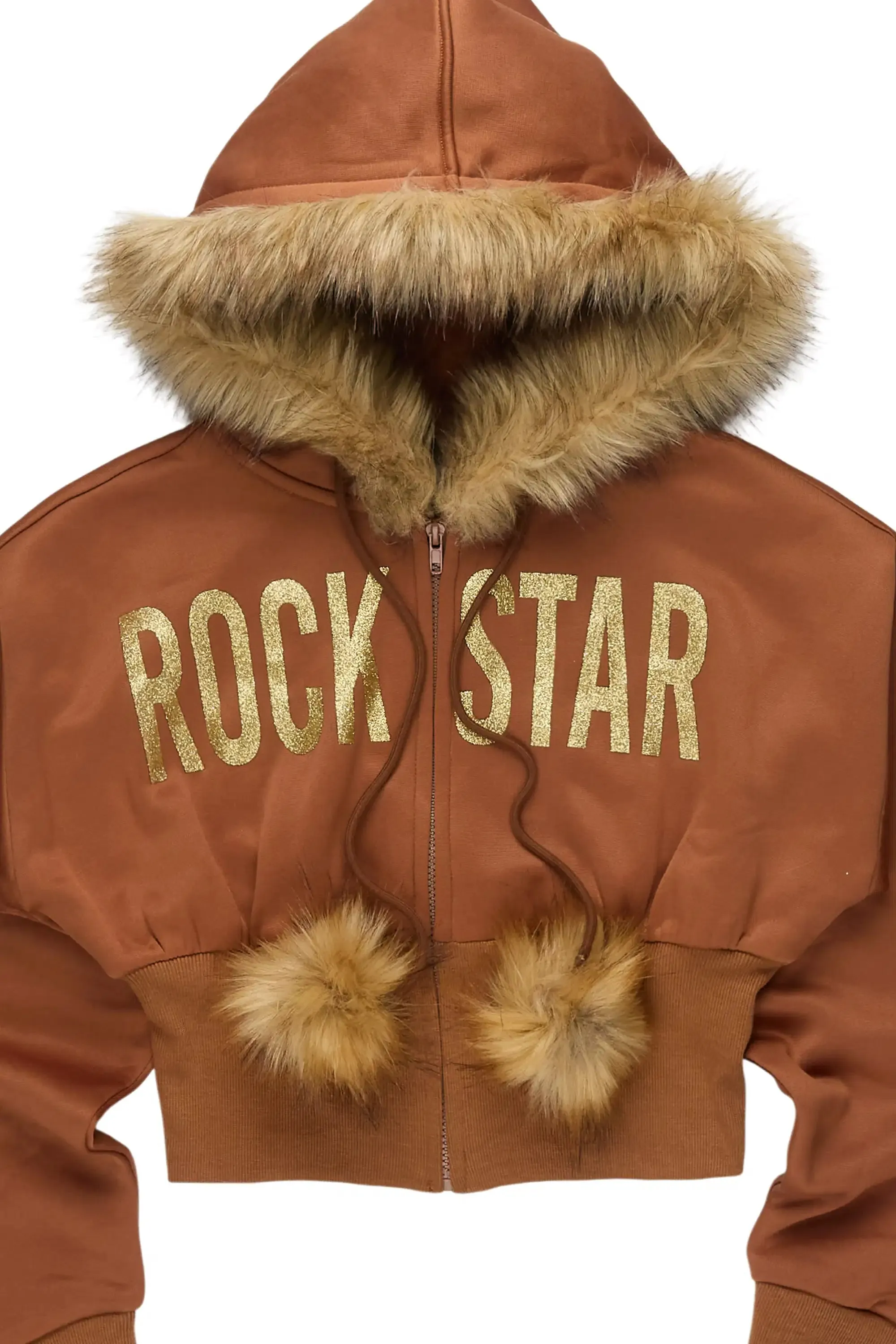 Felecia Brown Zip Up Hoodie With Fur Hood sold by Rockstar Original product image thumbnail 2