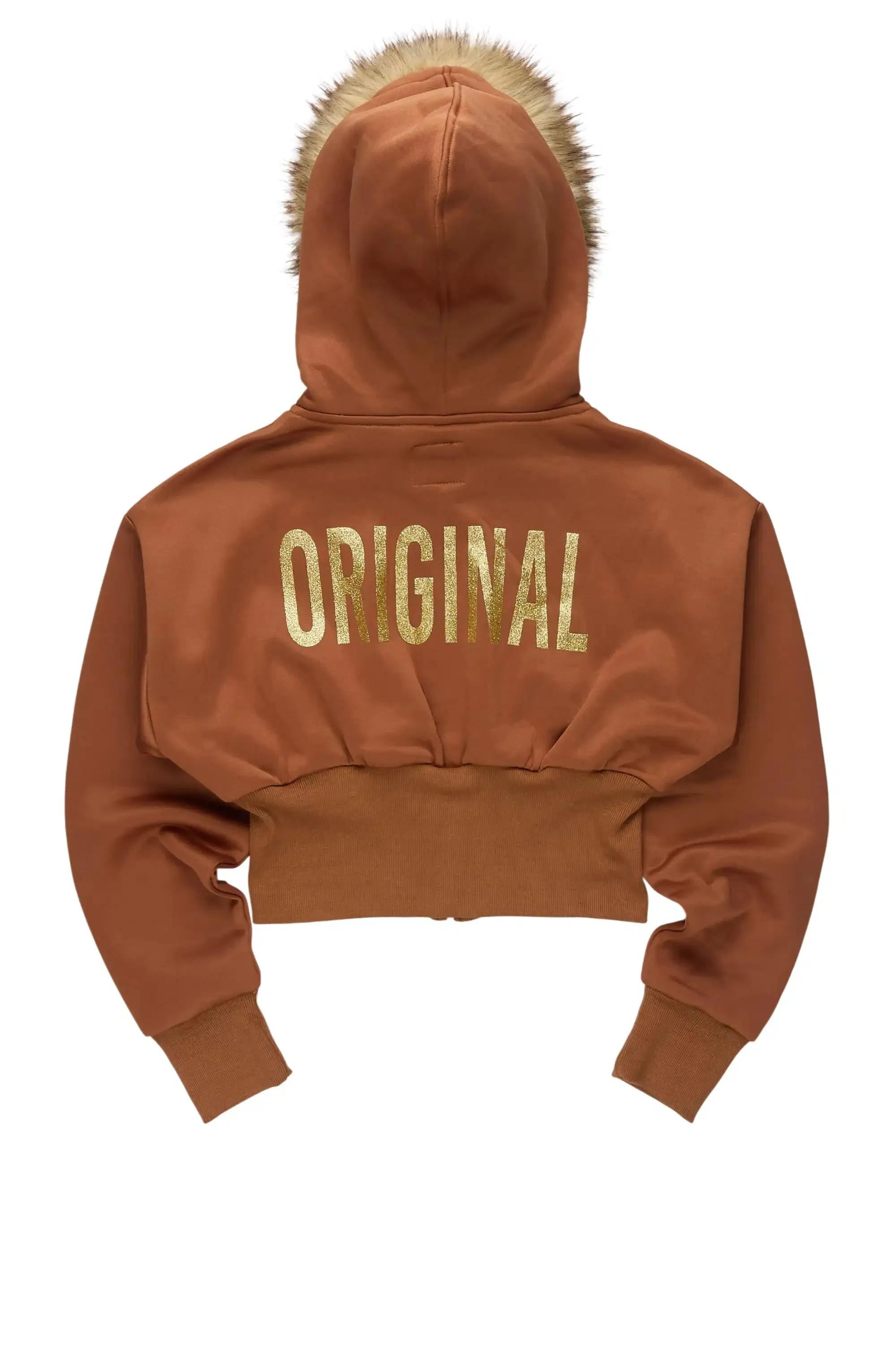 Felecia Brown Zip Up Hoodie With Fur Hood sold by Rockstar Original product image thumbnail 3