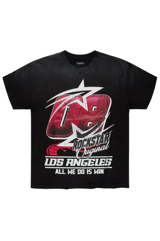 Kastell Black Oversized Graphic T-Shirt sold by Rockstar Original