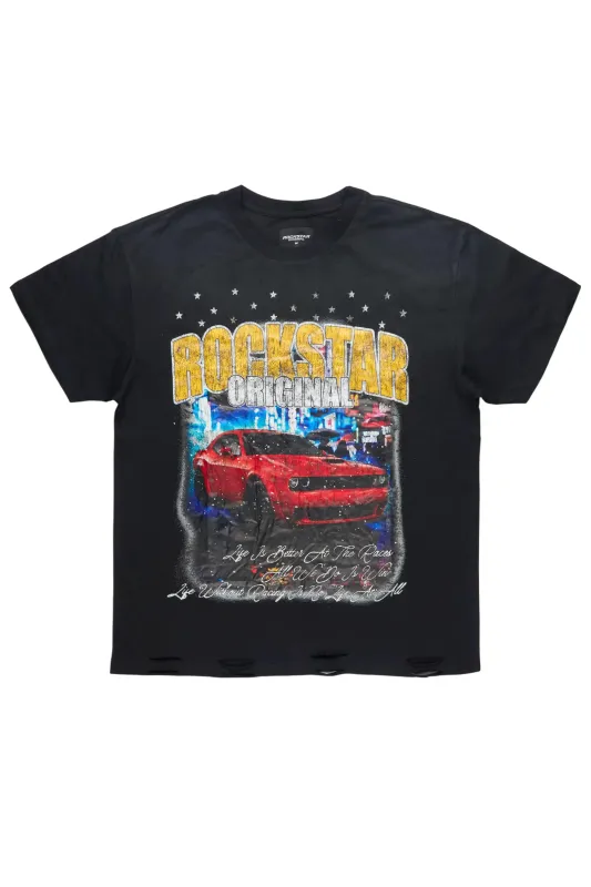 Zerix Black Oversized Graphic T-Shirt sold by Rockstar Original