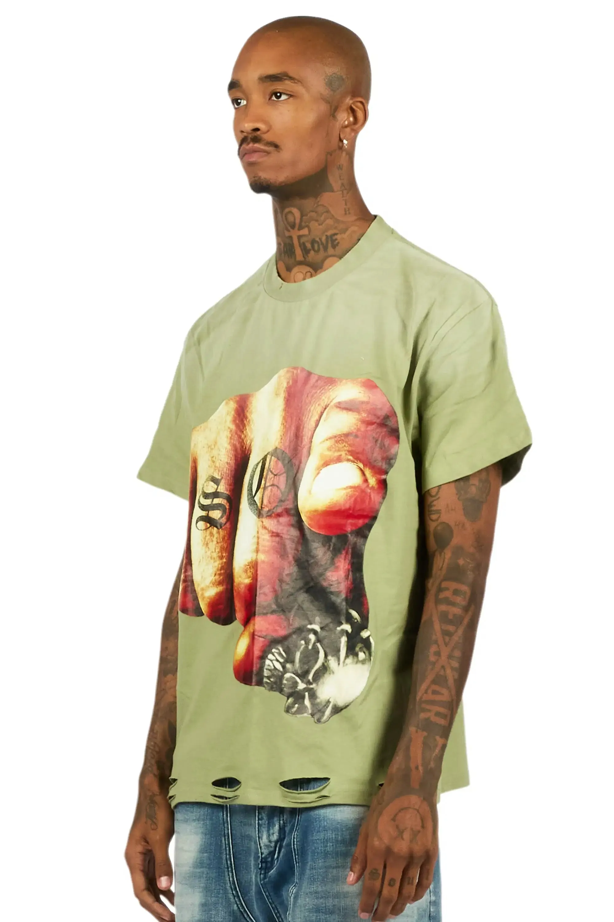 Xayon Green Oversized Graphic T-Shirt sold by Rockstar Original product image thumbnail 5