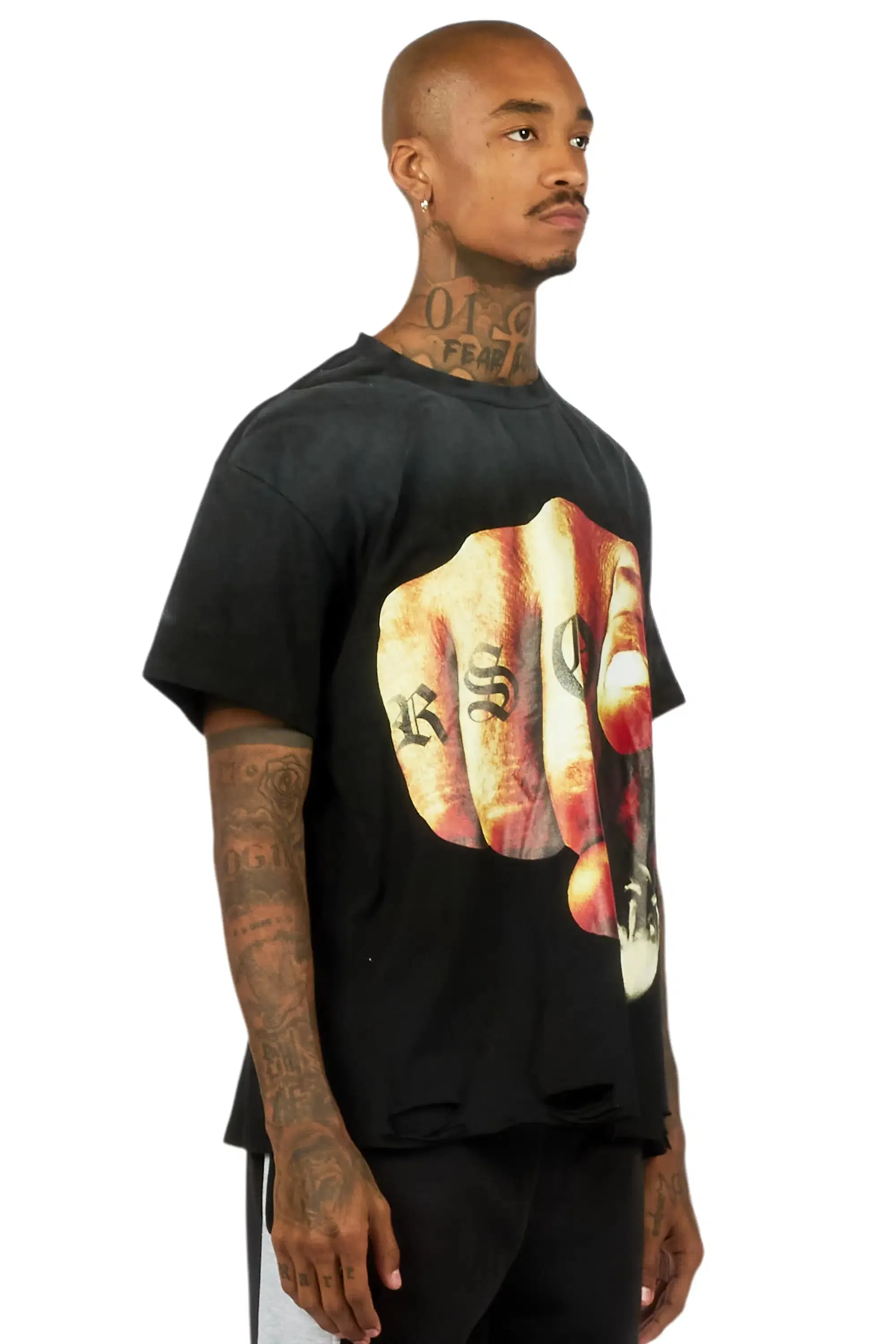 Xayon Black Oversized Graphic T-Shirt sold by Rockstar Original product image thumbnail 4