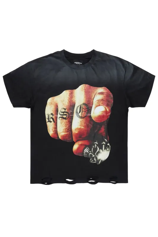 Xayon Black Oversized Graphic T-Shirt sold by Rockstar Original