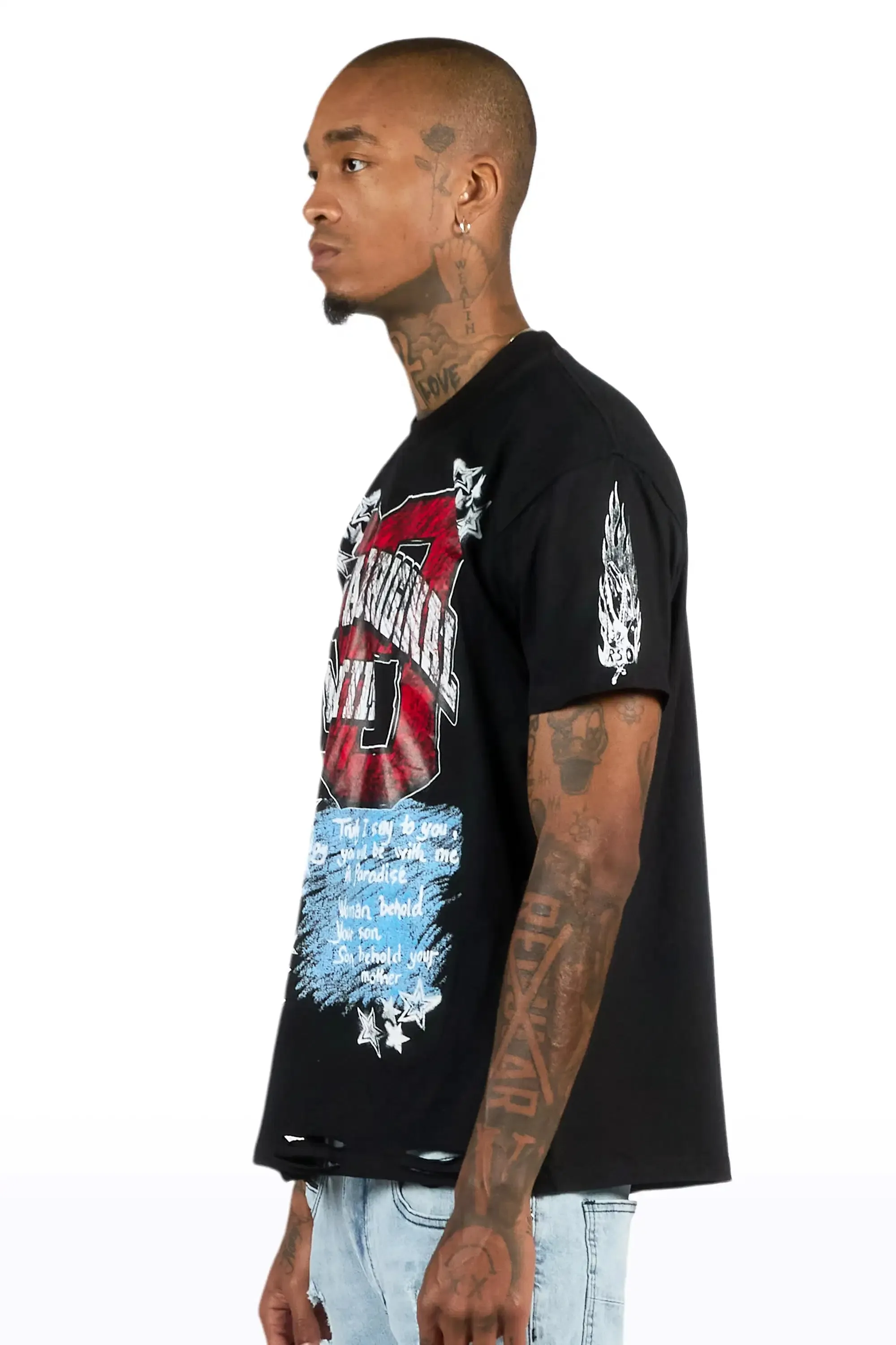 Jesus Black/Red Oversized Graphic T-Shirt sold by Rockstar Original product image thumbnail 5
