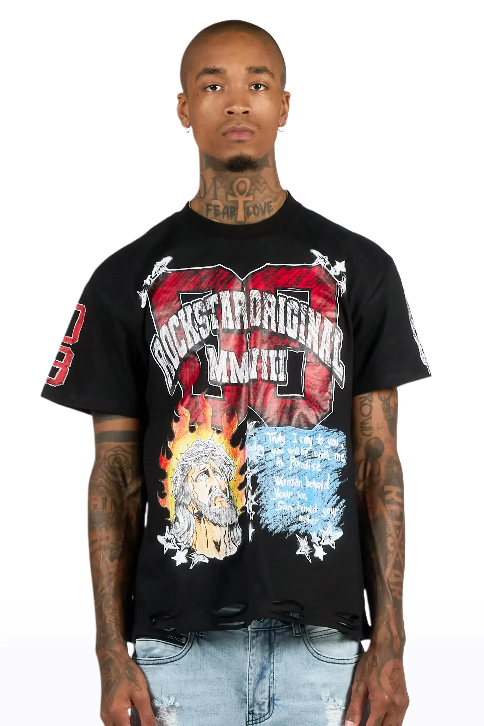 Jesus Black/Red Oversized Graphic T-Shirt sold by Rockstar Original product image thumbnail 2