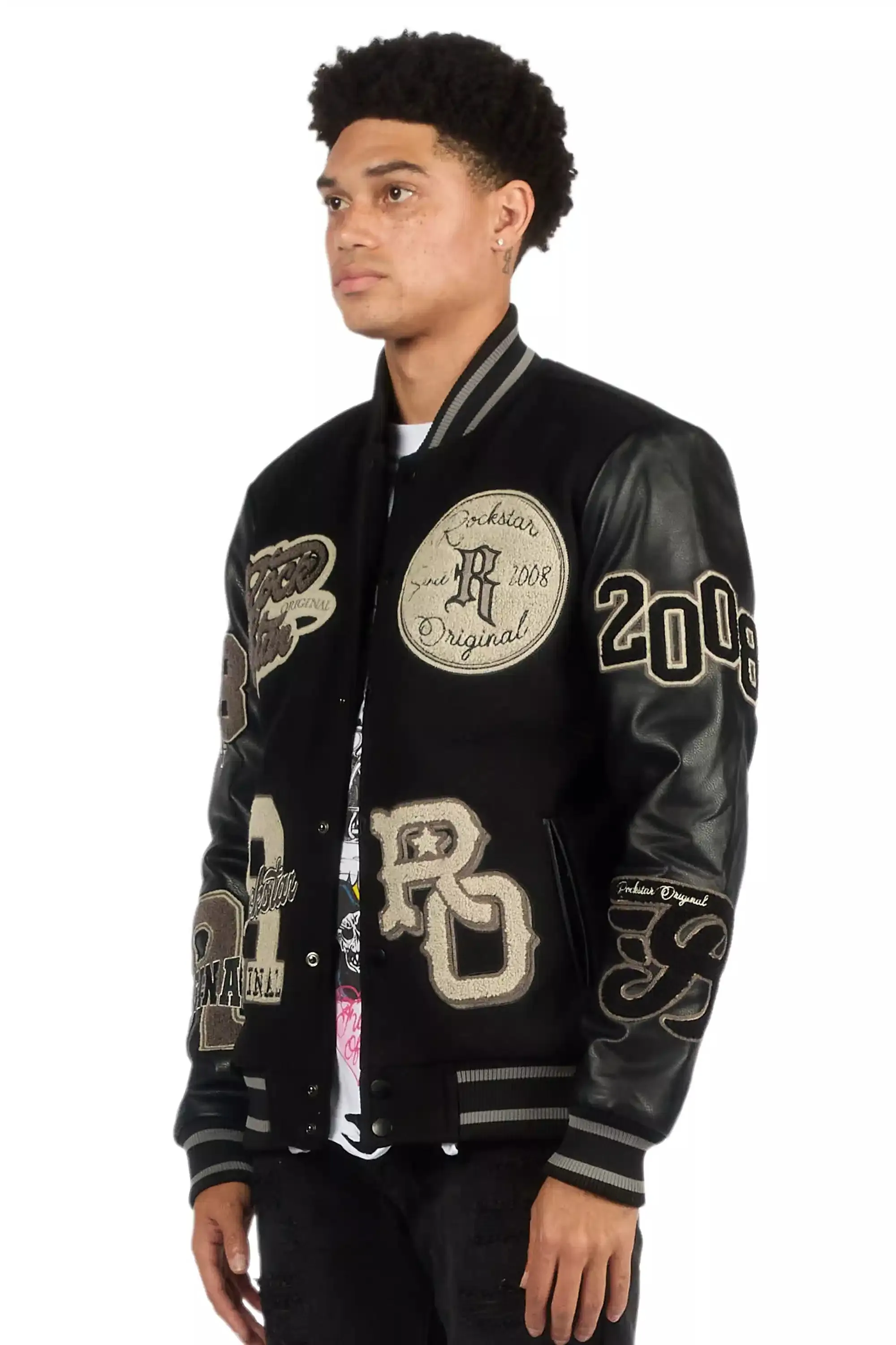 Ghoster Black/Grey Varsity Jacket sold by Rockstar Original product image thumbnail 5