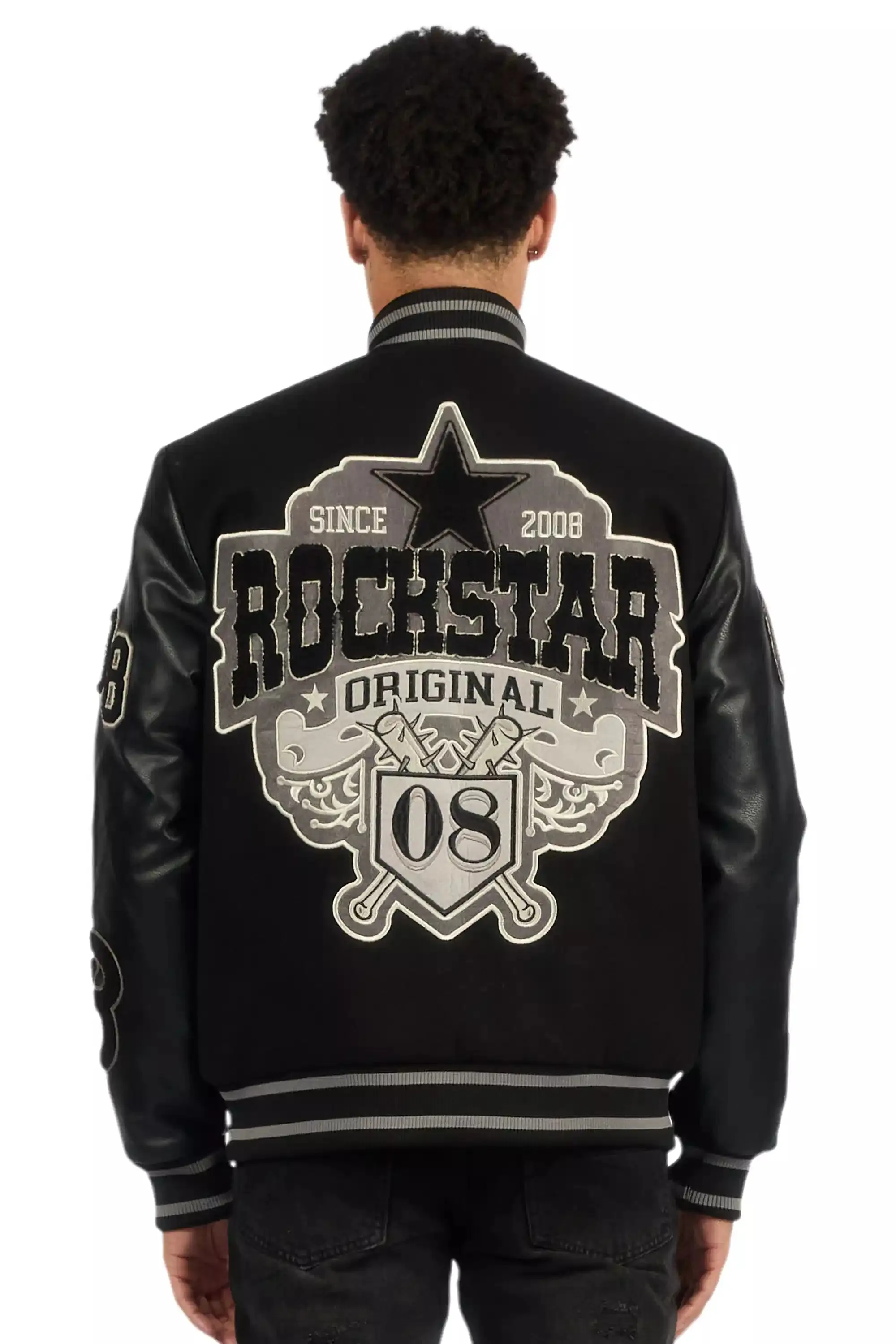 Ghoster Black/Grey Varsity Jacket sold by Rockstar Original product image thumbnail 3