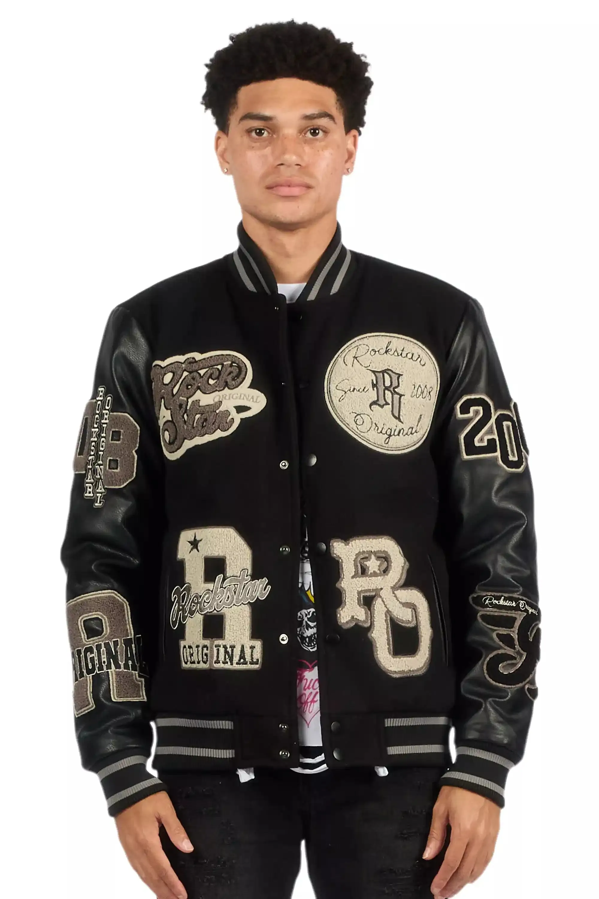 Ghoster Black/Grey Varsity Jacket sold by Rockstar Original product image thumbnail 2