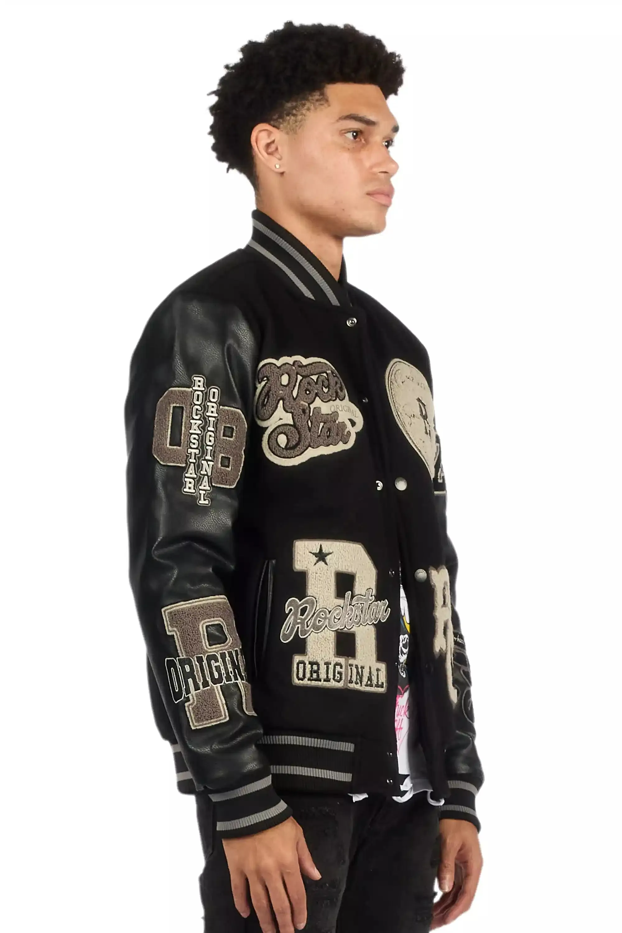Ghoster Black/Grey Varsity Jacket sold by Rockstar Original product image thumbnail 4