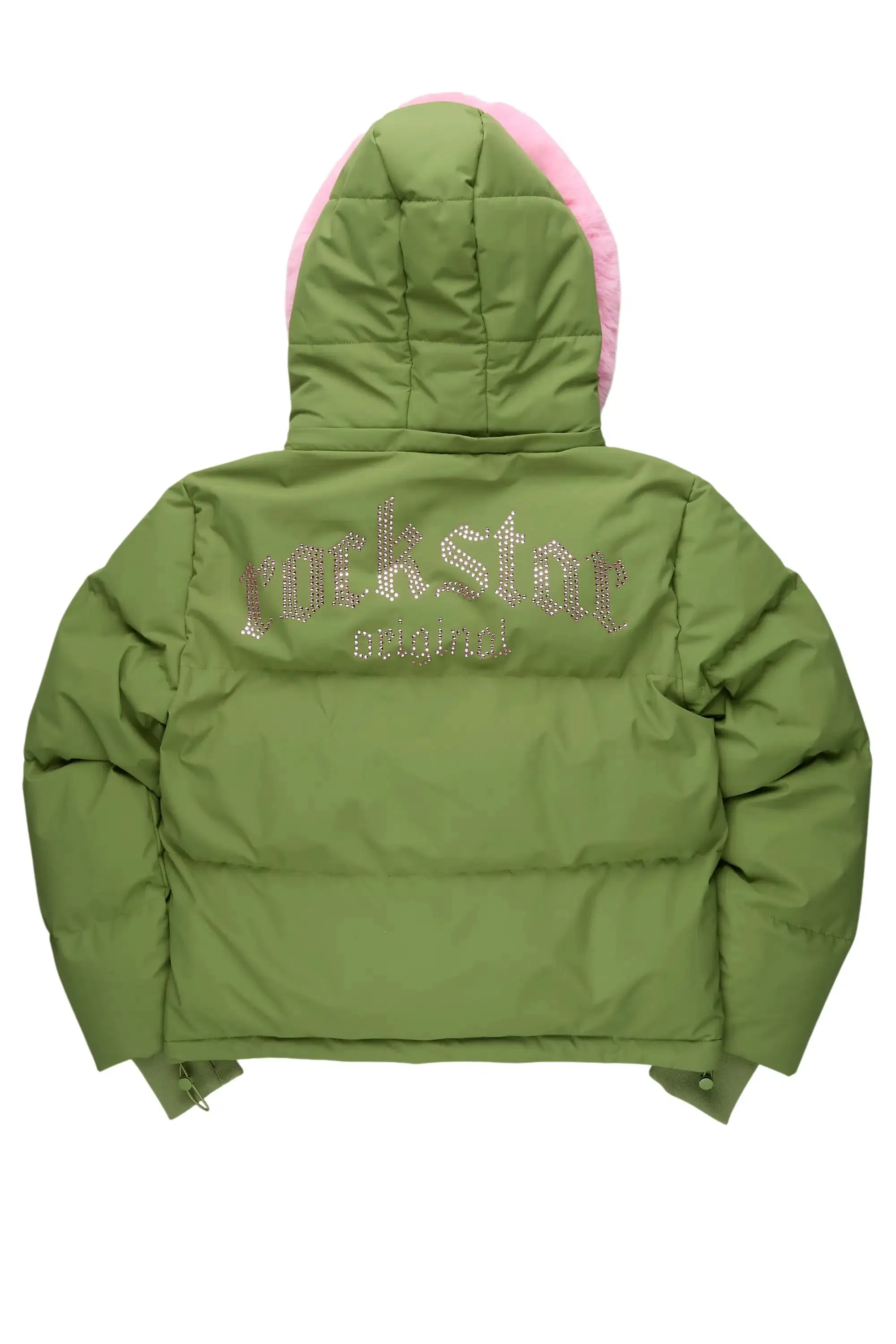 Dontaisha Olive Puffer Jacket With Fur Trim sold by Rockstar Original product image thumbnail 4