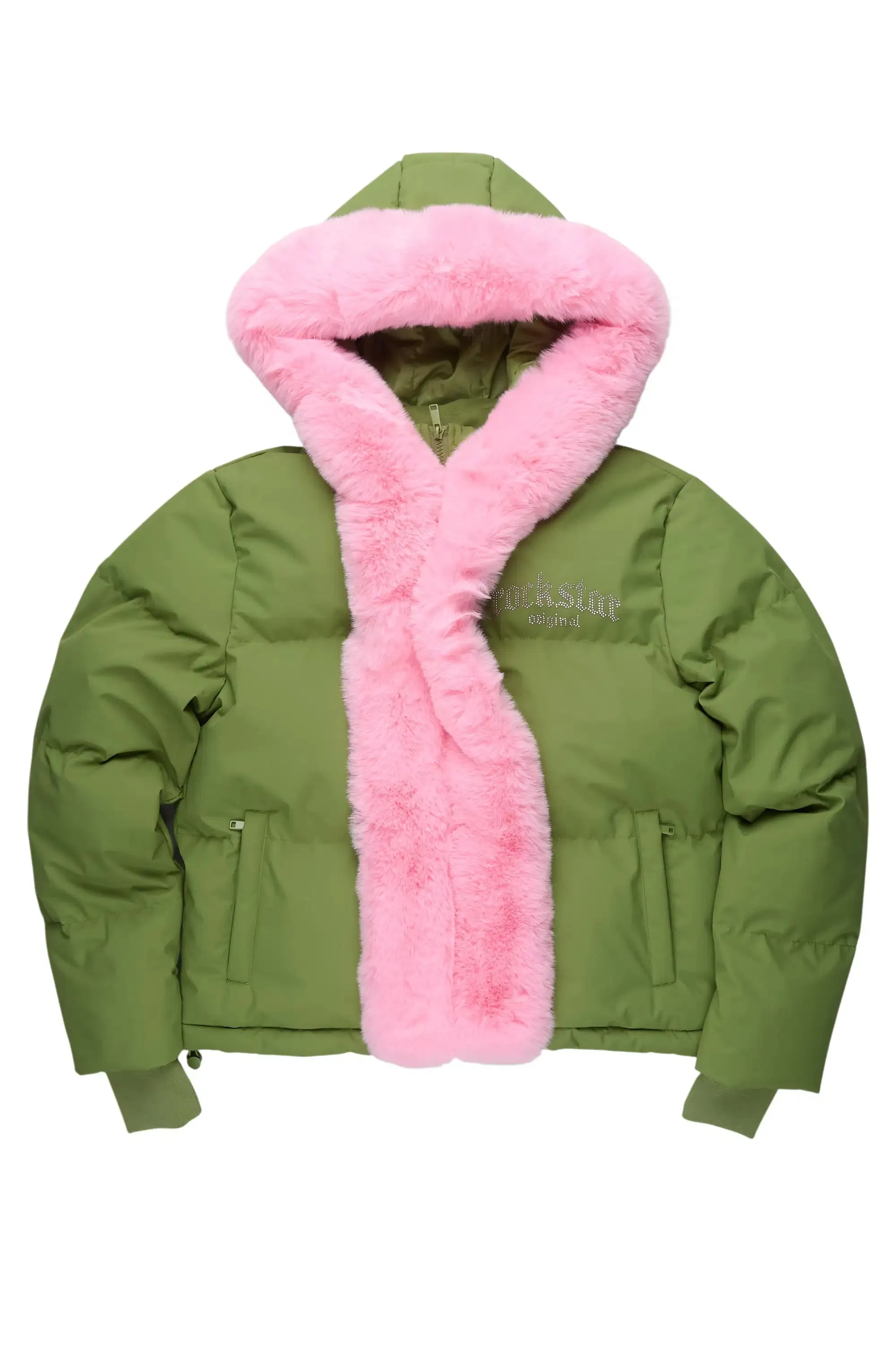 Dontaisha Olive Puffer Jacket With Fur Trim sold by Rockstar Original