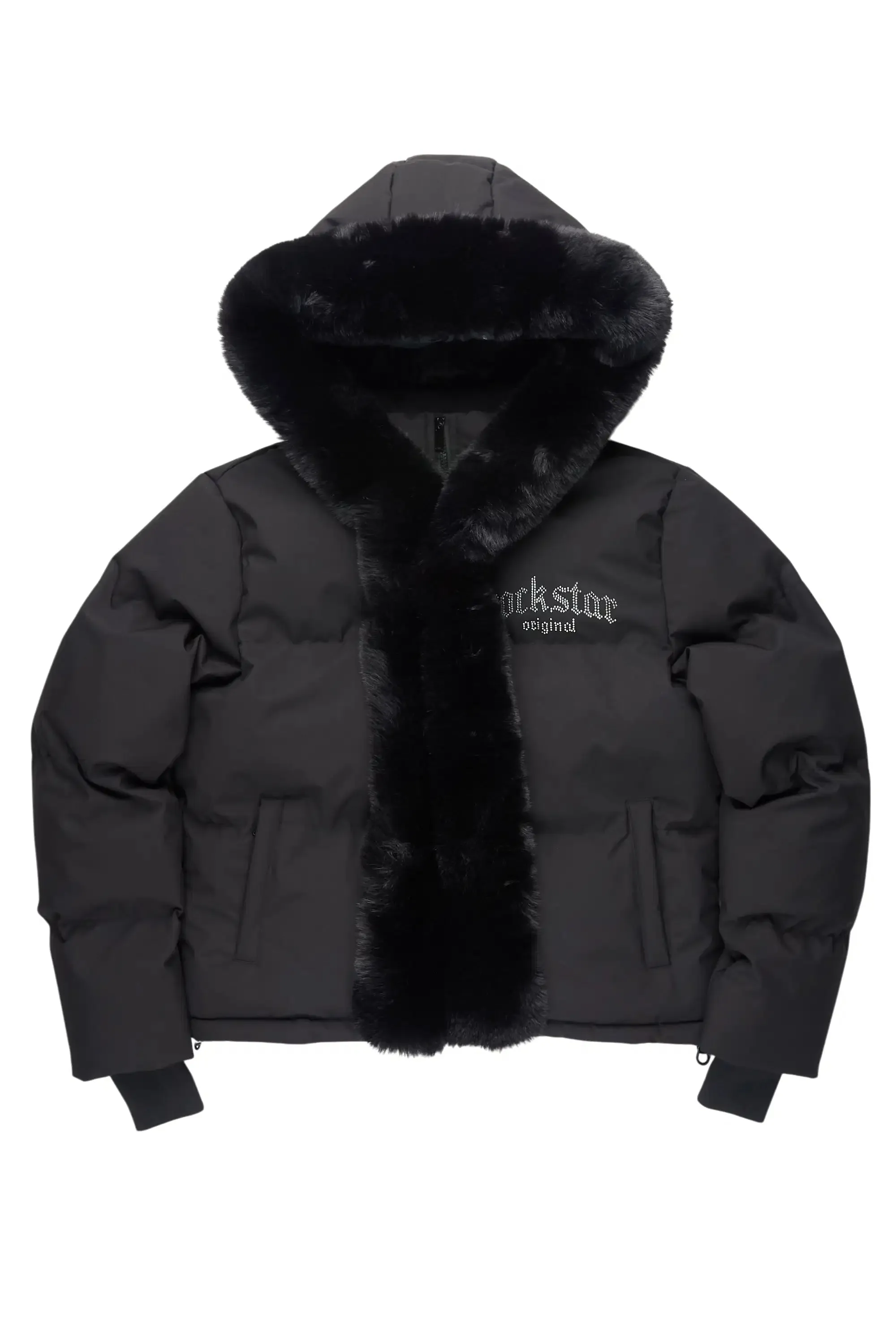 Dontaisha Black Puffer Jacket With Fur Trim sold by Rockstar Original