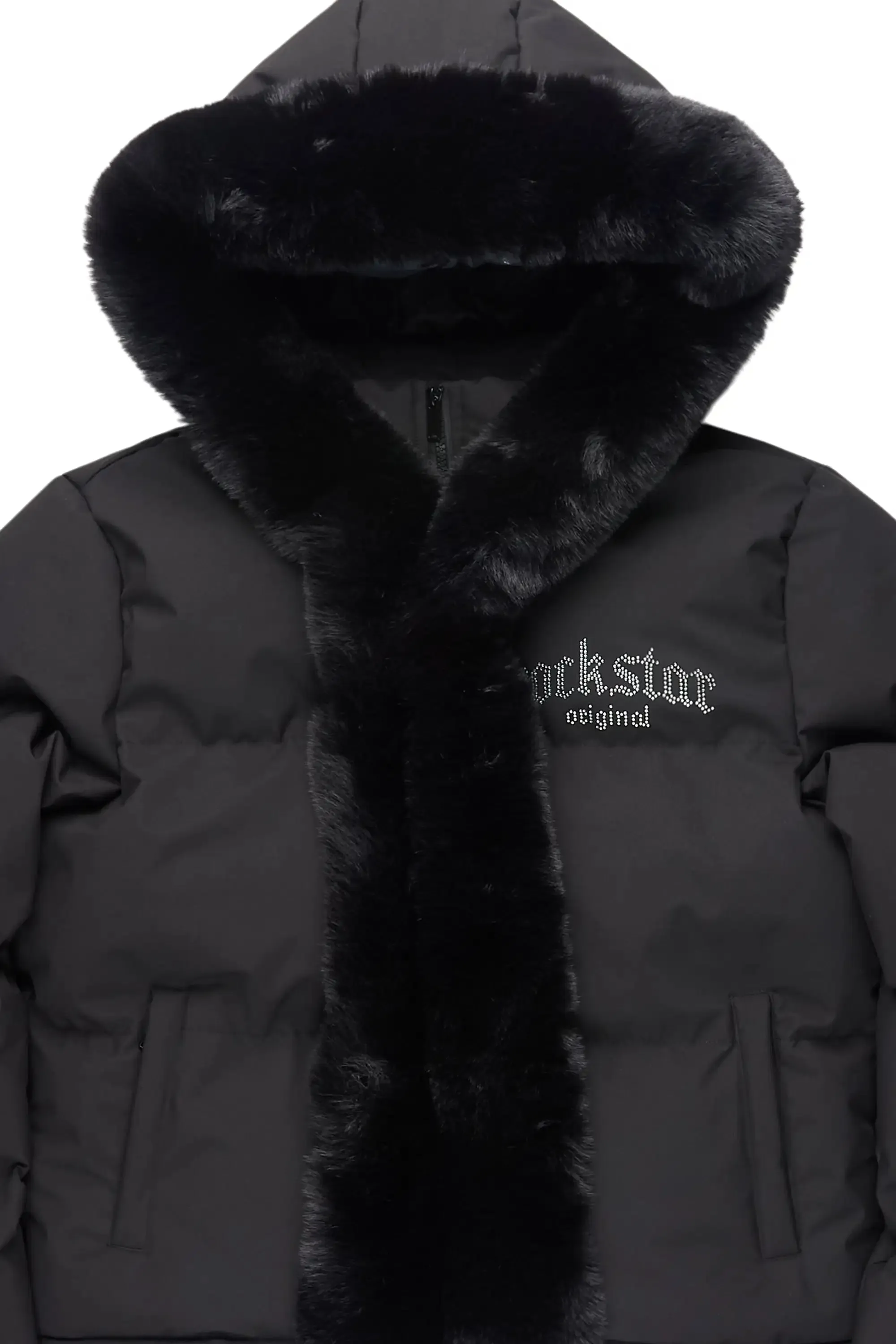 Dontaisha Black Puffer Jacket With Fur Trim sold by Rockstar Original product image thumbnail 3