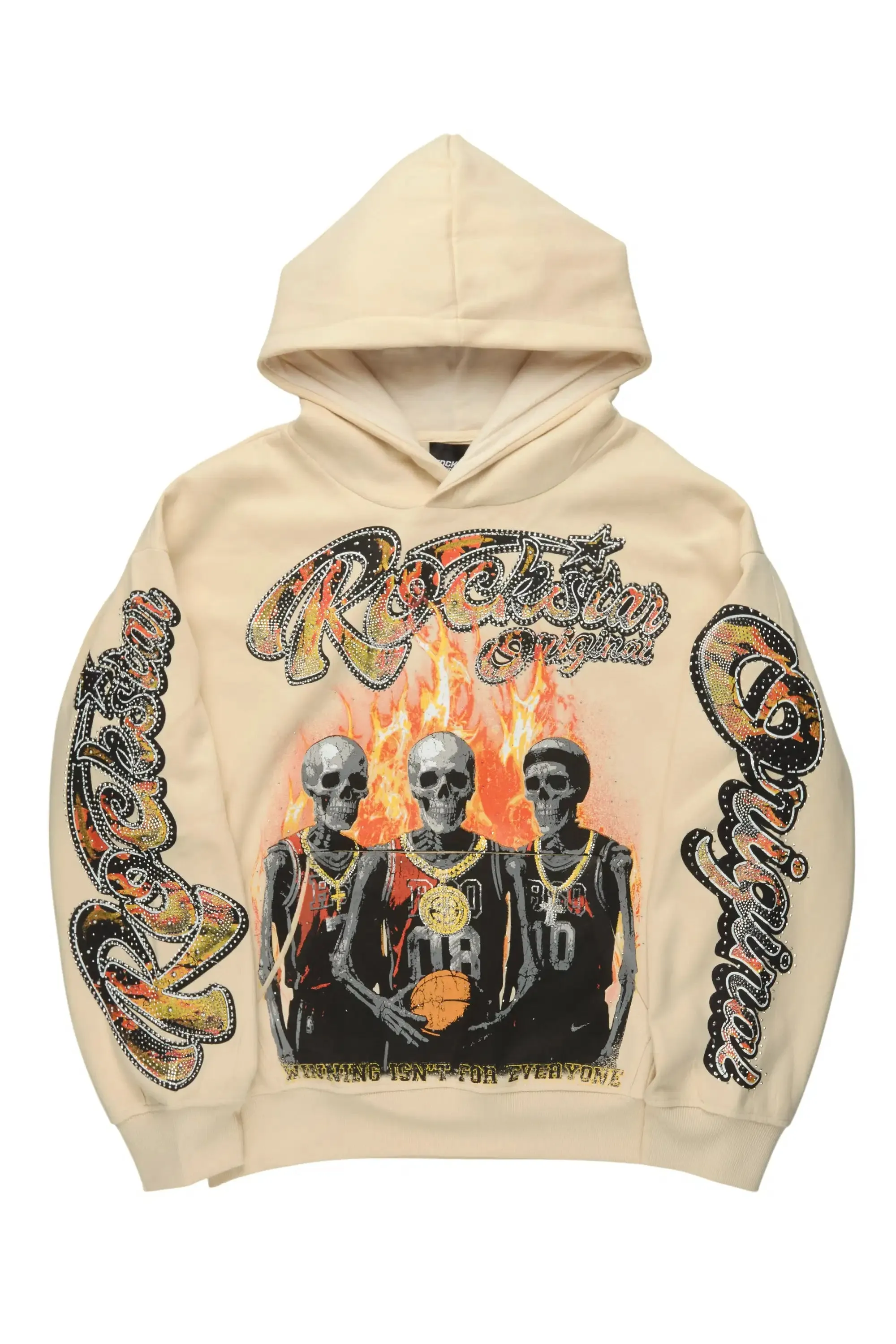 Felicita Beige Rhinestone Hoodie sold by Rockstar Original