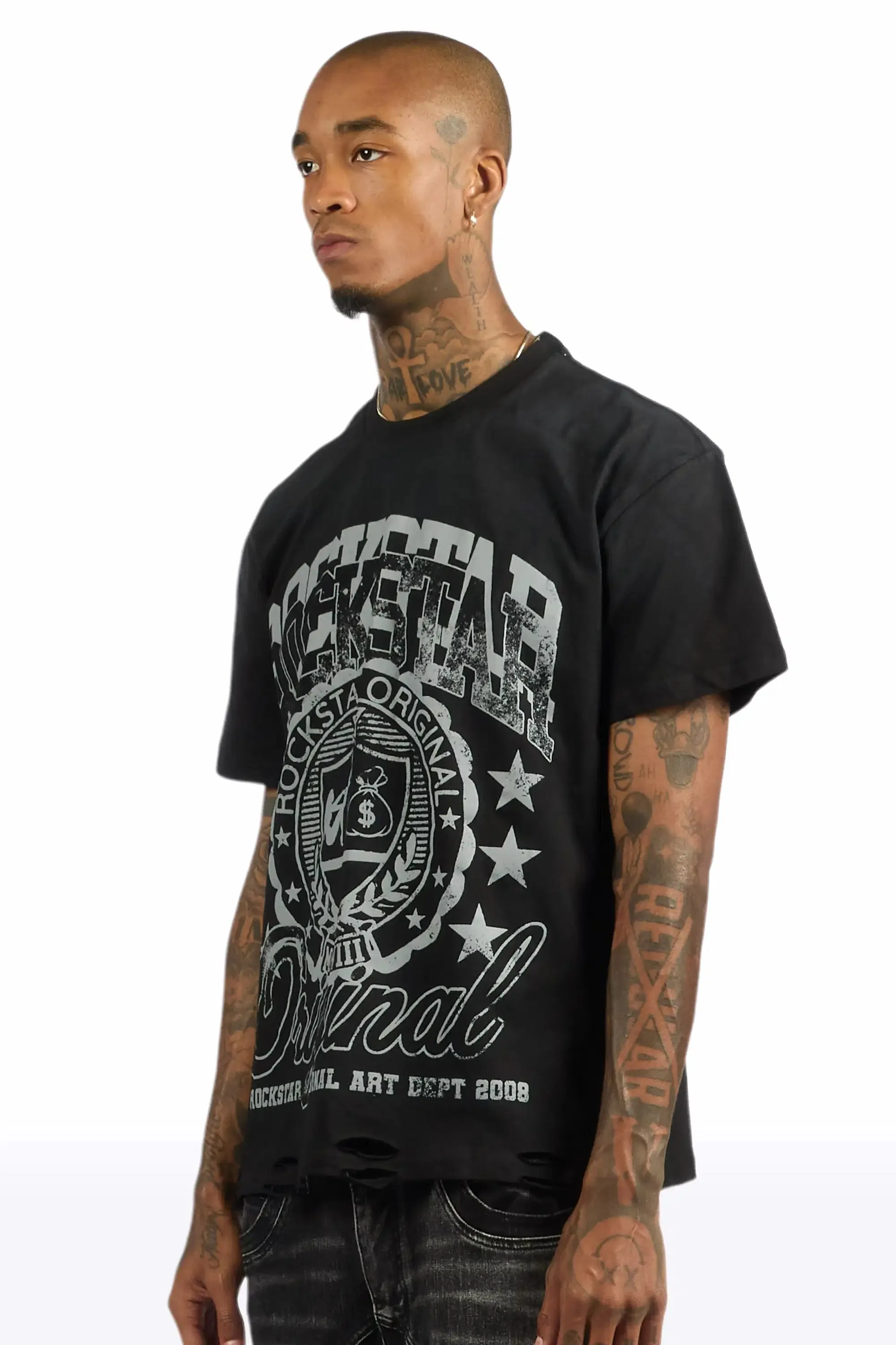 Dekar Black Oversized Graphic T-Shirt sold by Rockstar Original product image thumbnail 4