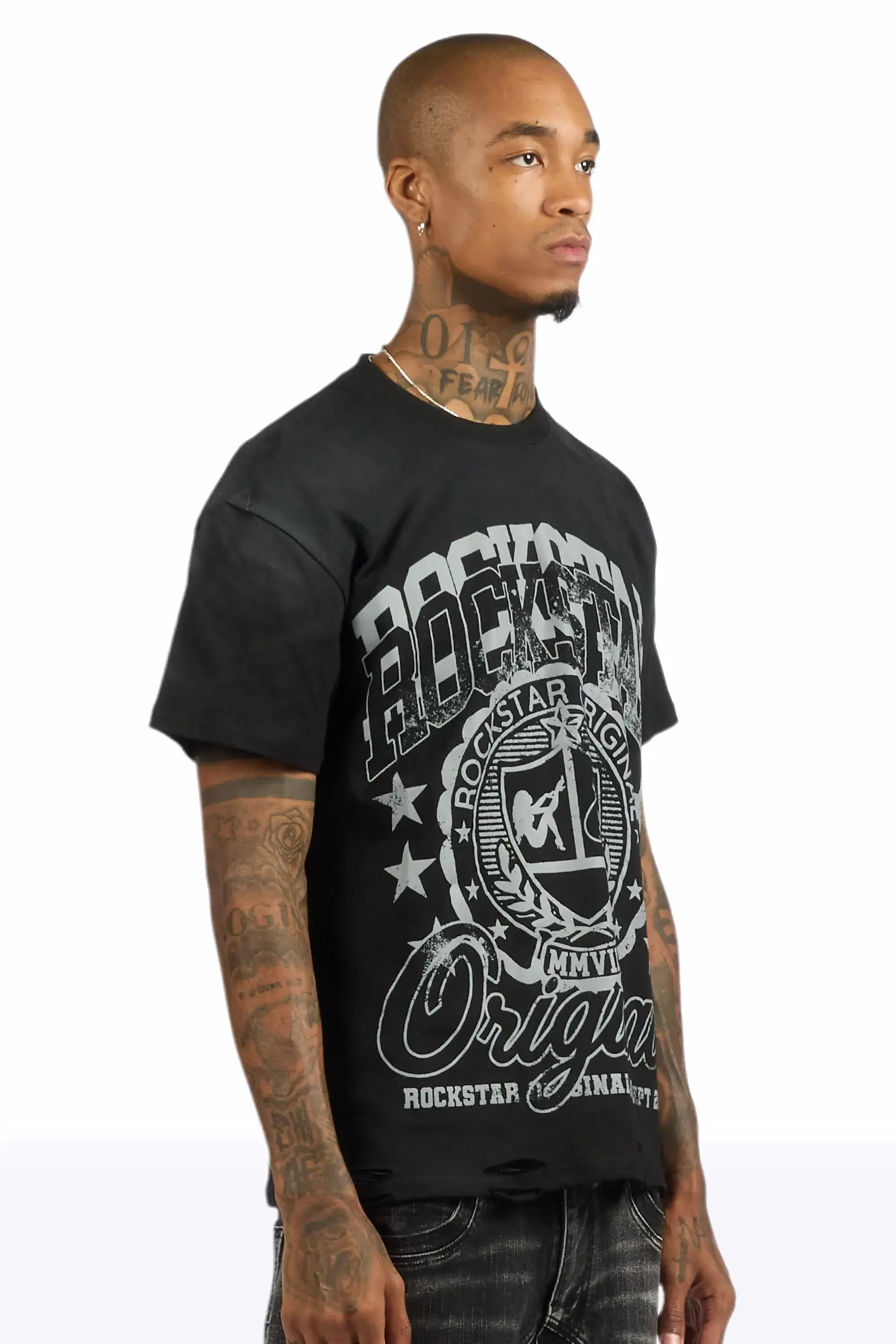 Dekar Black Oversized Graphic T-Shirt sold by Rockstar Original product image thumbnail 3
