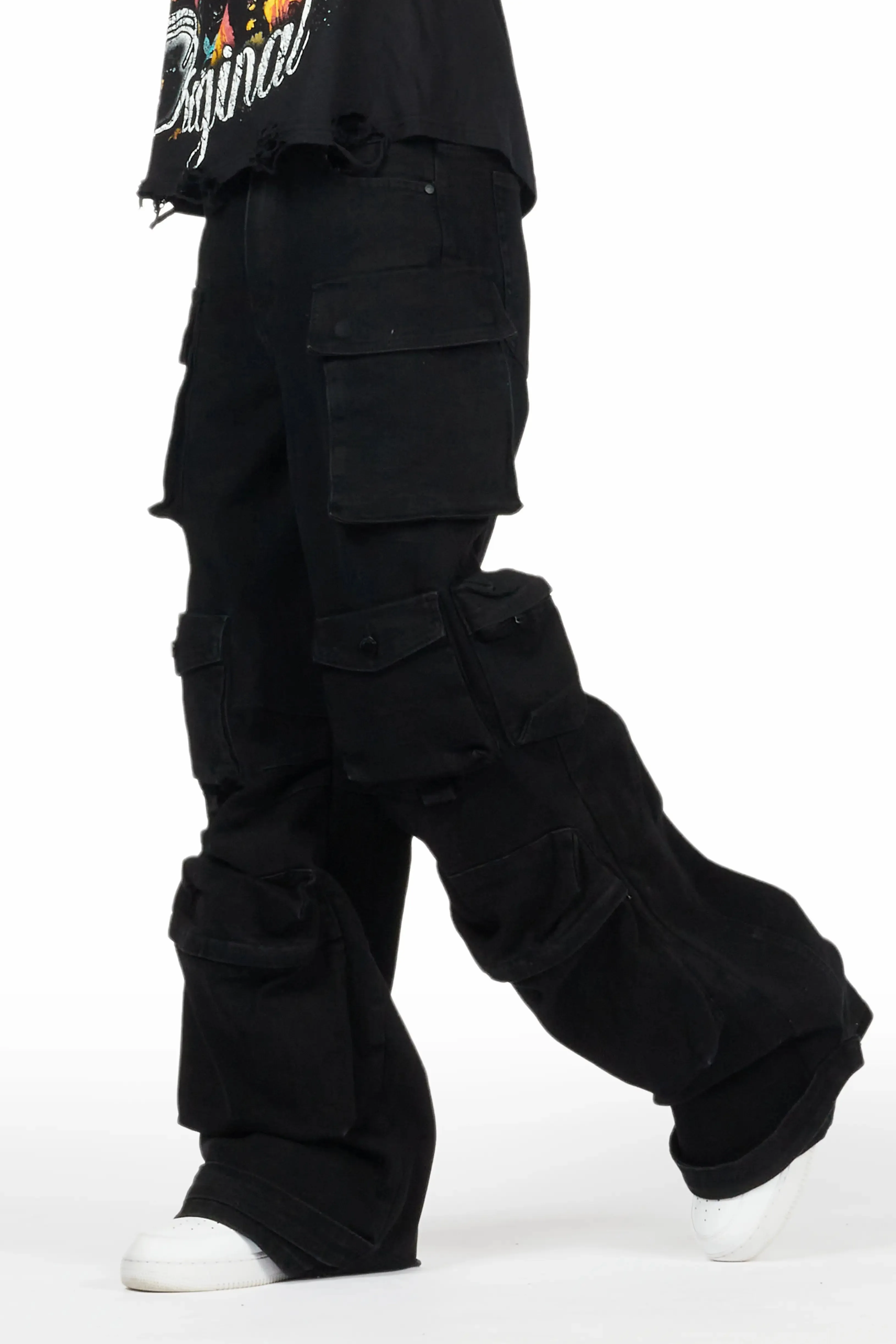 Mahesh Black Baggy Cargo Jean sold by Rockstar Original