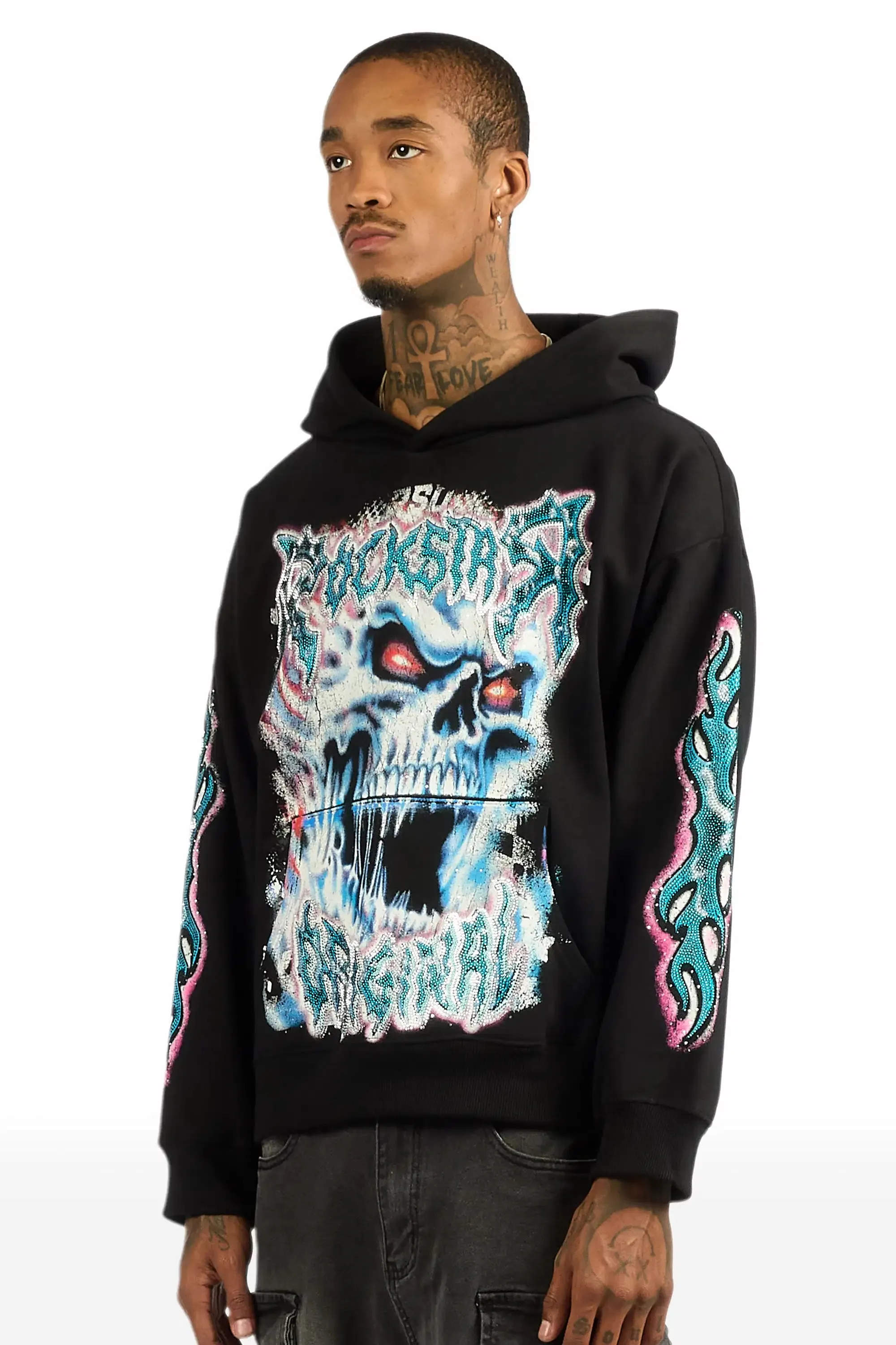 Zhane Black Rhinestone Oversized Hoodie sold by Rockstar Original product image thumbnail 5