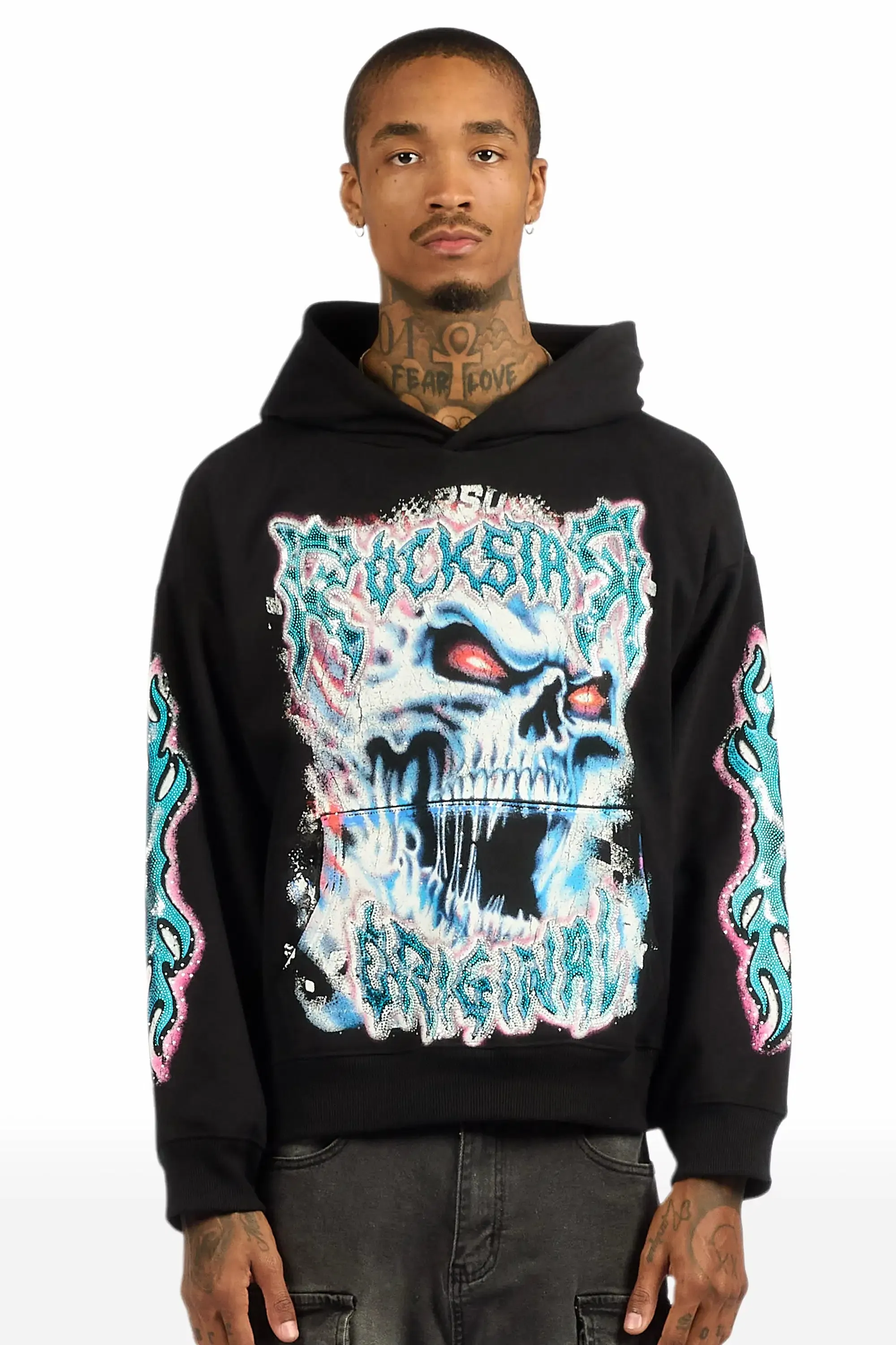 Zhane Black Rhinestone Oversized Hoodie sold by Rockstar Original product image thumbnail 2