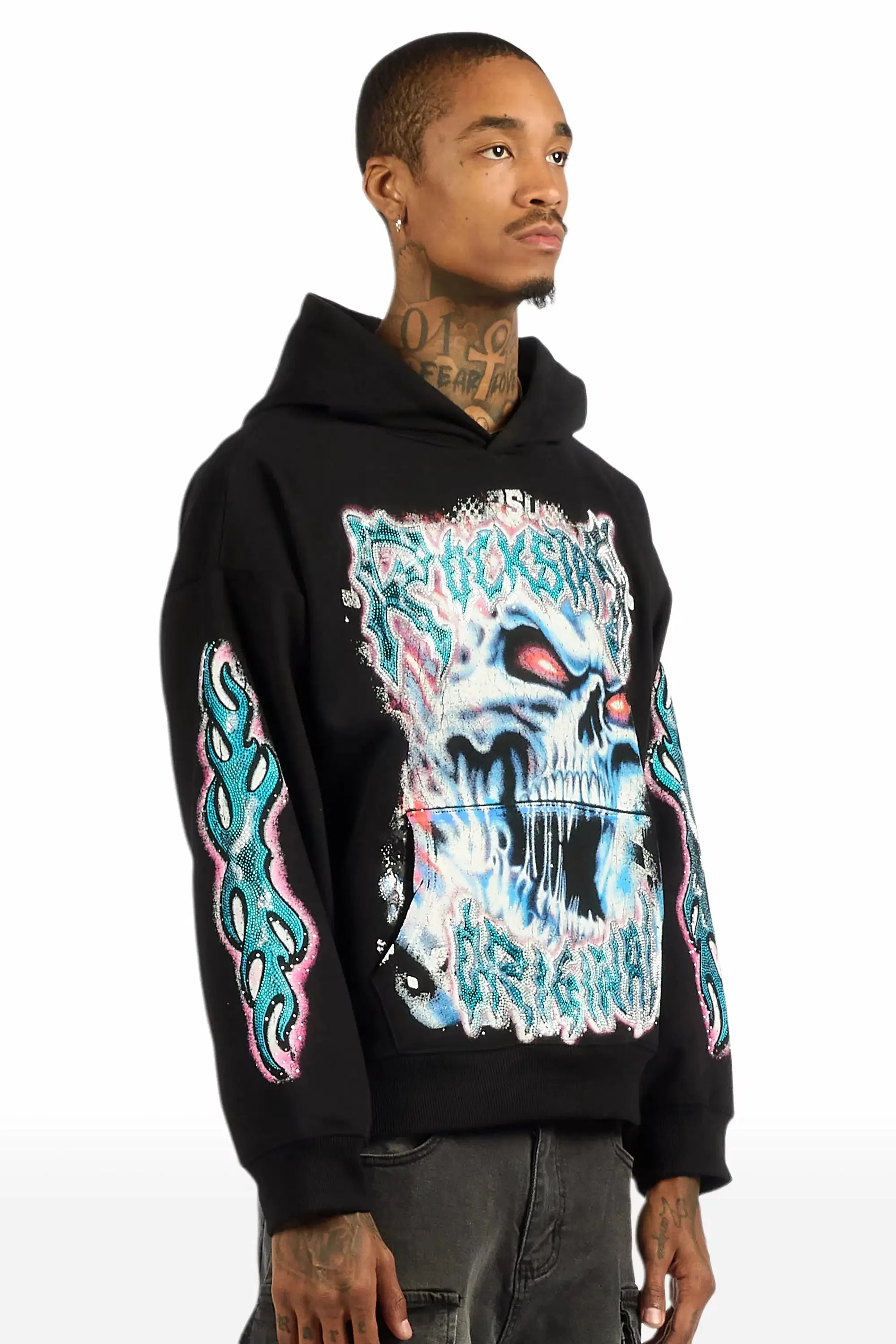 Zhane Black Rhinestone Oversized Hoodie sold by Rockstar Original product image thumbnail 3