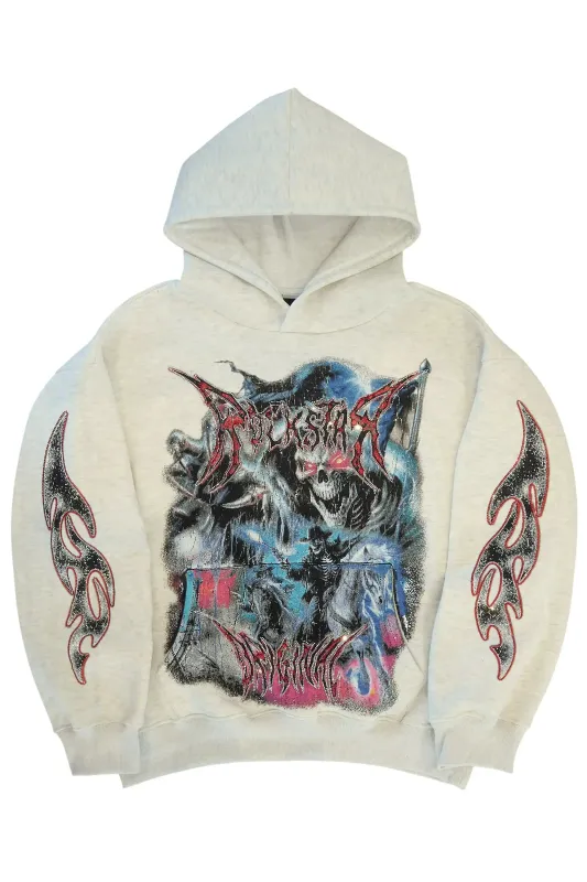 Rix Heather Grey Rhinestone Oversized Hoodie sold by Rockstar Original