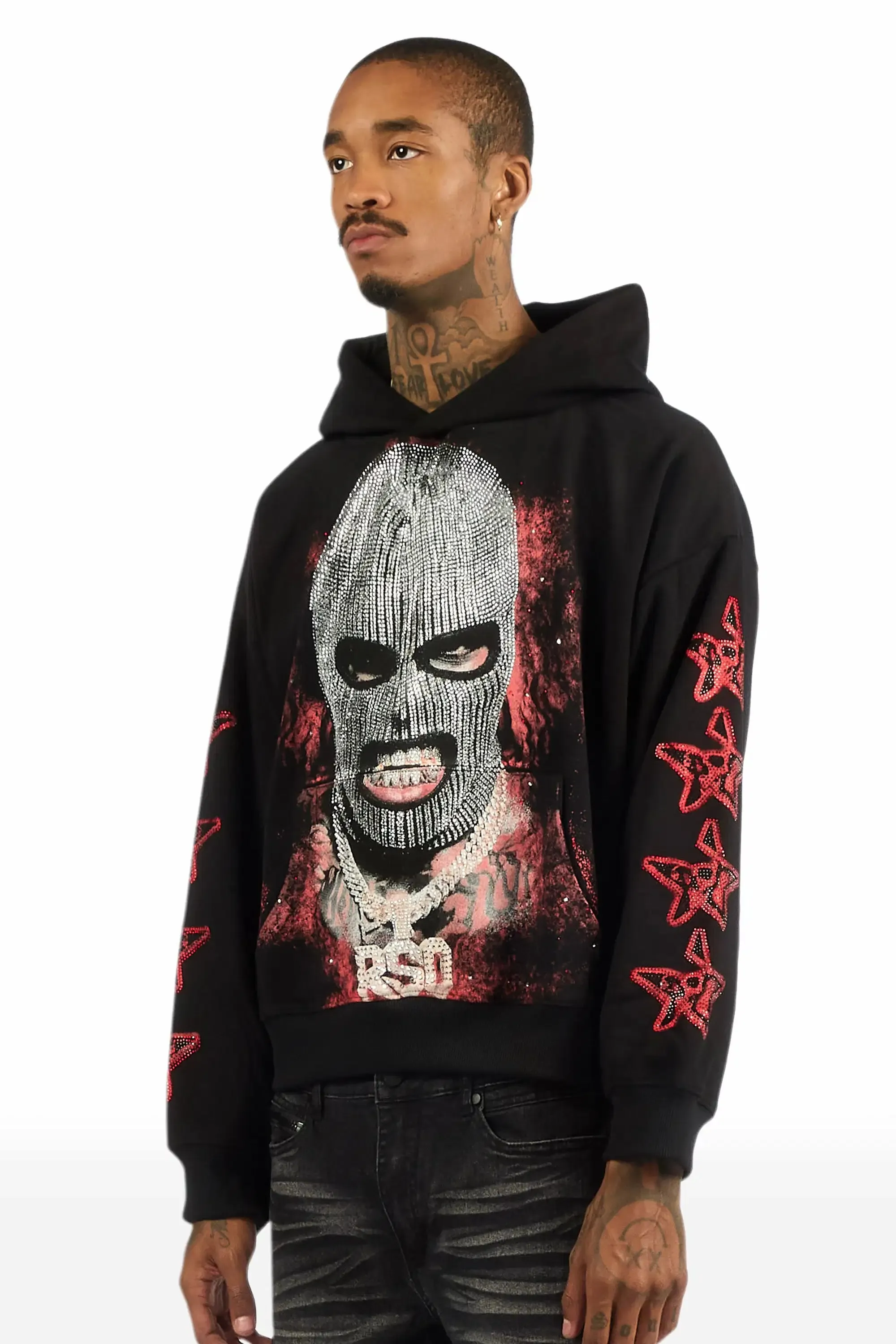 Tyvion Black Rhinestone Oversized Hoodie sold by Rockstar Original product image thumbnail 5