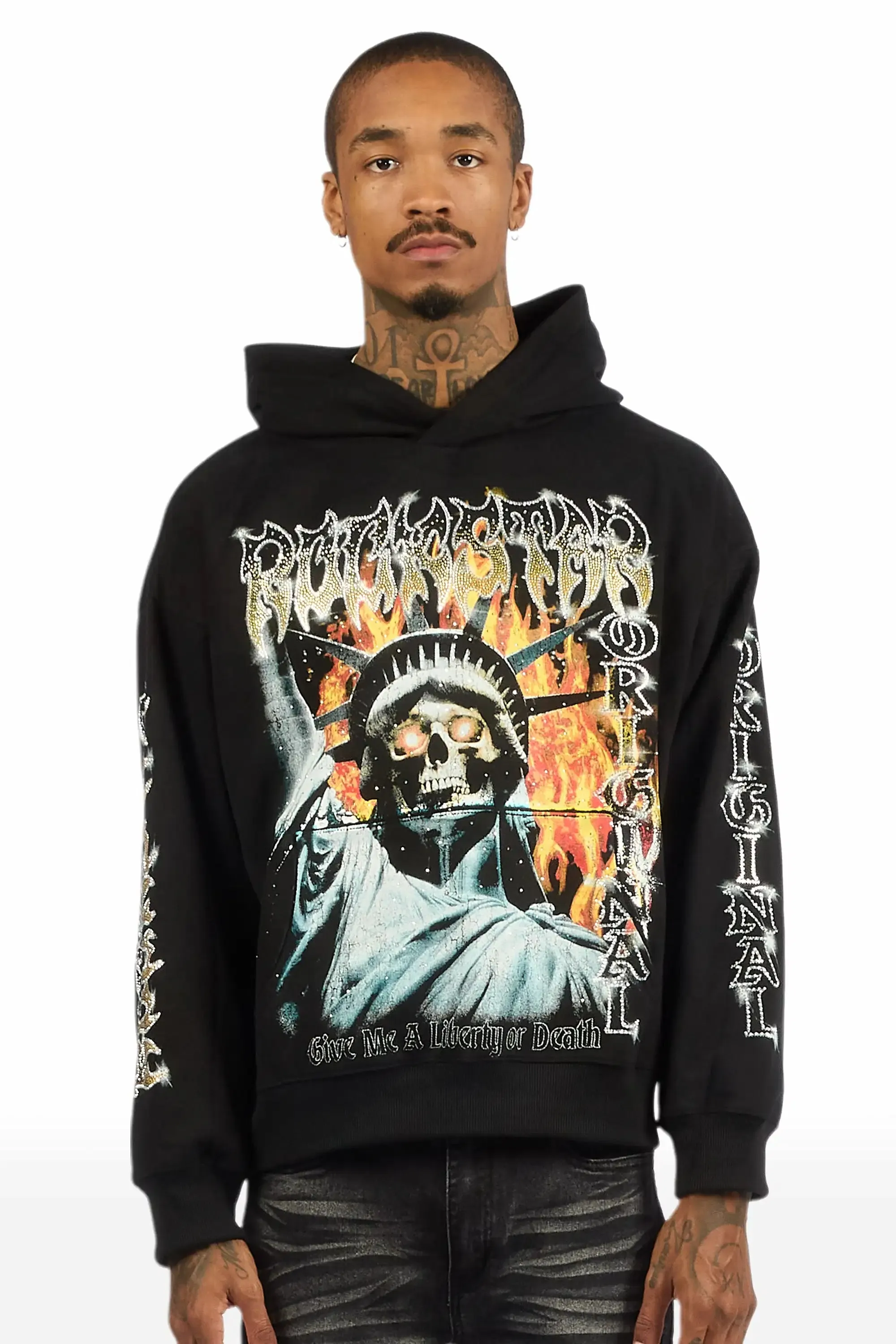 Burza Black Rhinestone Oversized Hoodie sold by Rockstar Original product image thumbnail 2