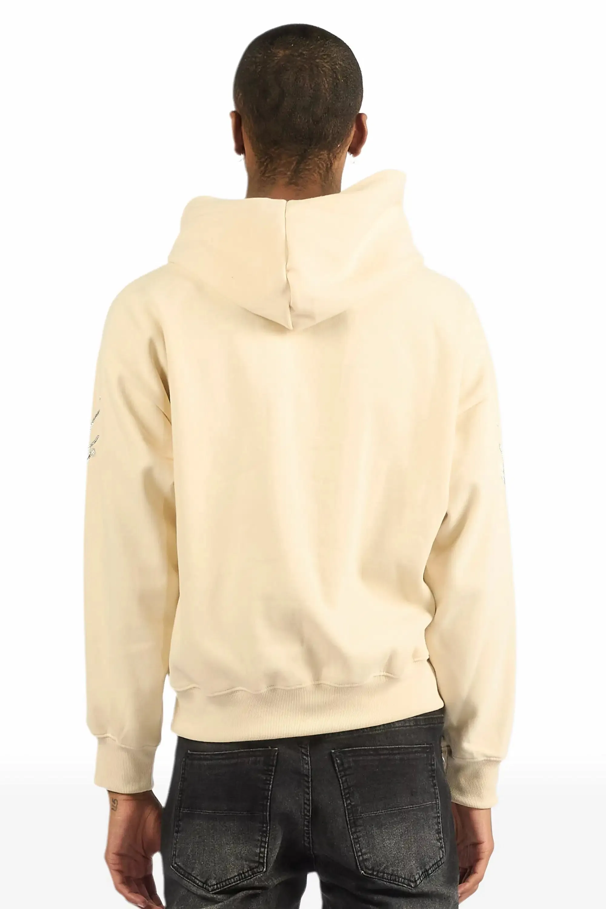 Krowne Beige Rhinestone Oversized Hoodie sold by Rockstar Original product image thumbnail 4
