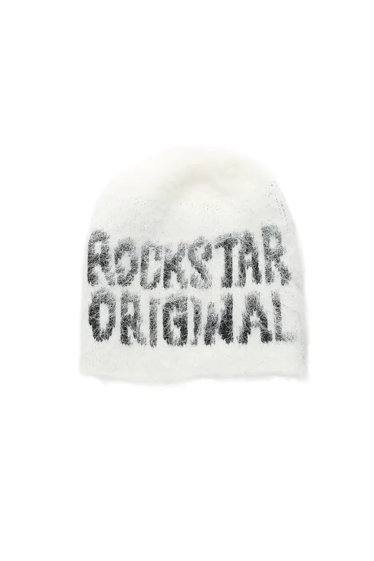 Toshio White Knitted Mohair Beanie sold by Rockstar Original