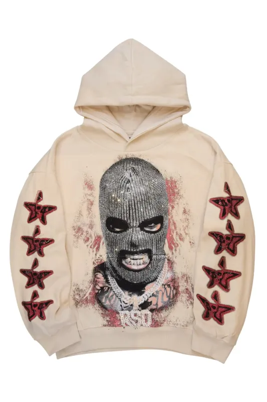Ahsiyah Beige Rhinestone Hoodie sold by Rockstar Original