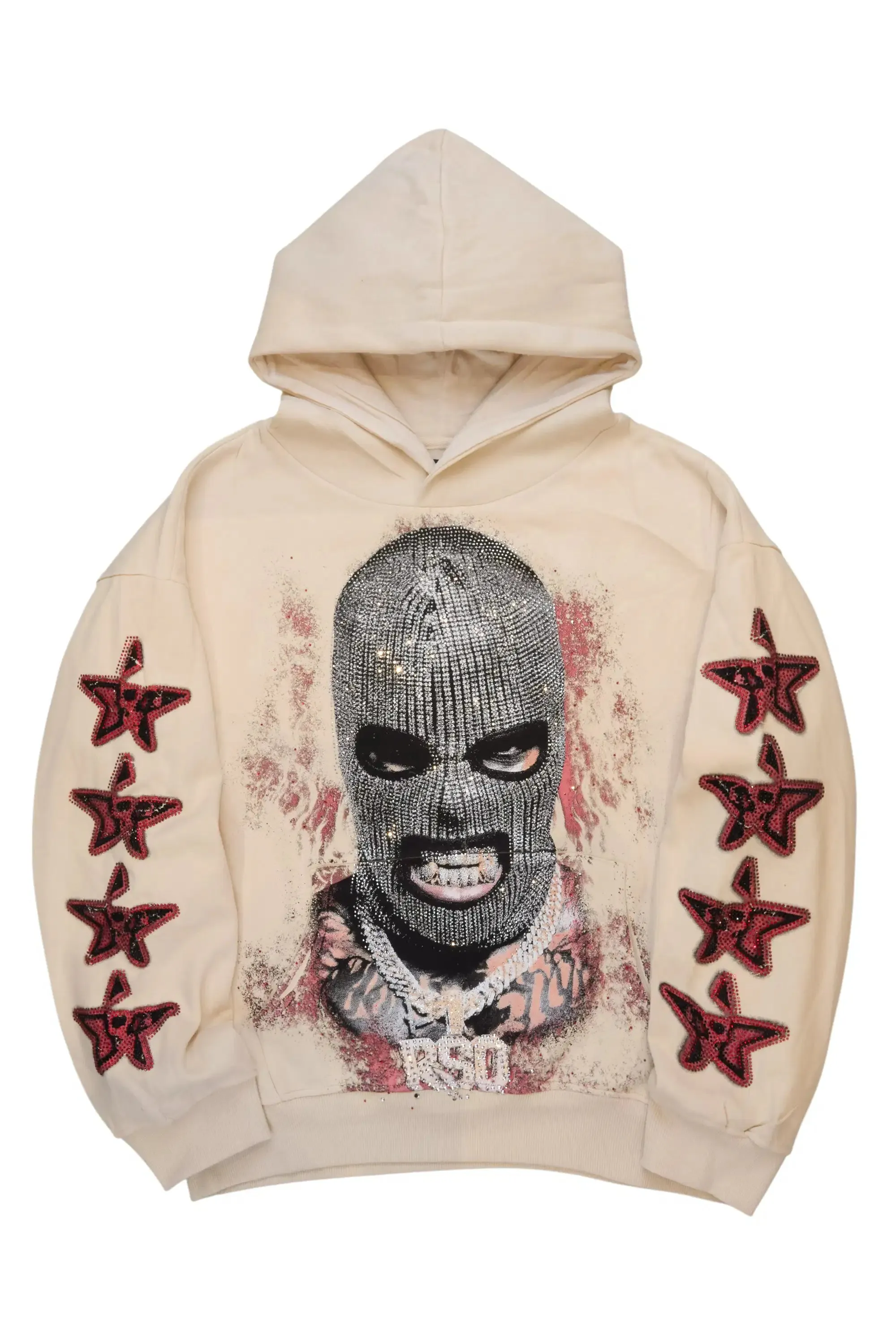 Ahsiyah Beige Rhinestone Hoodie sold by Rockstar Original