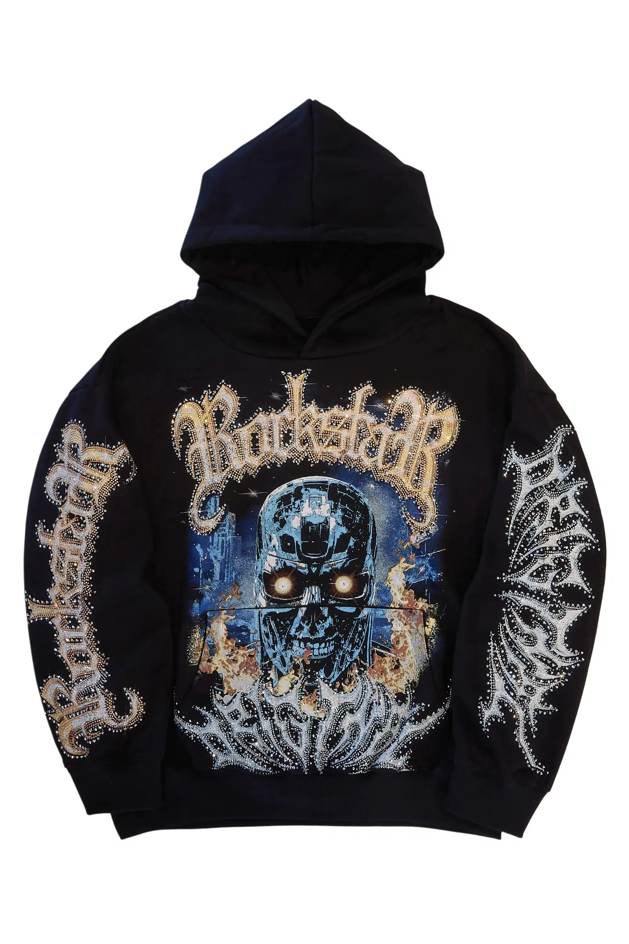 Lalillian Black Rhinestone Hoodie sold by Rockstar Original