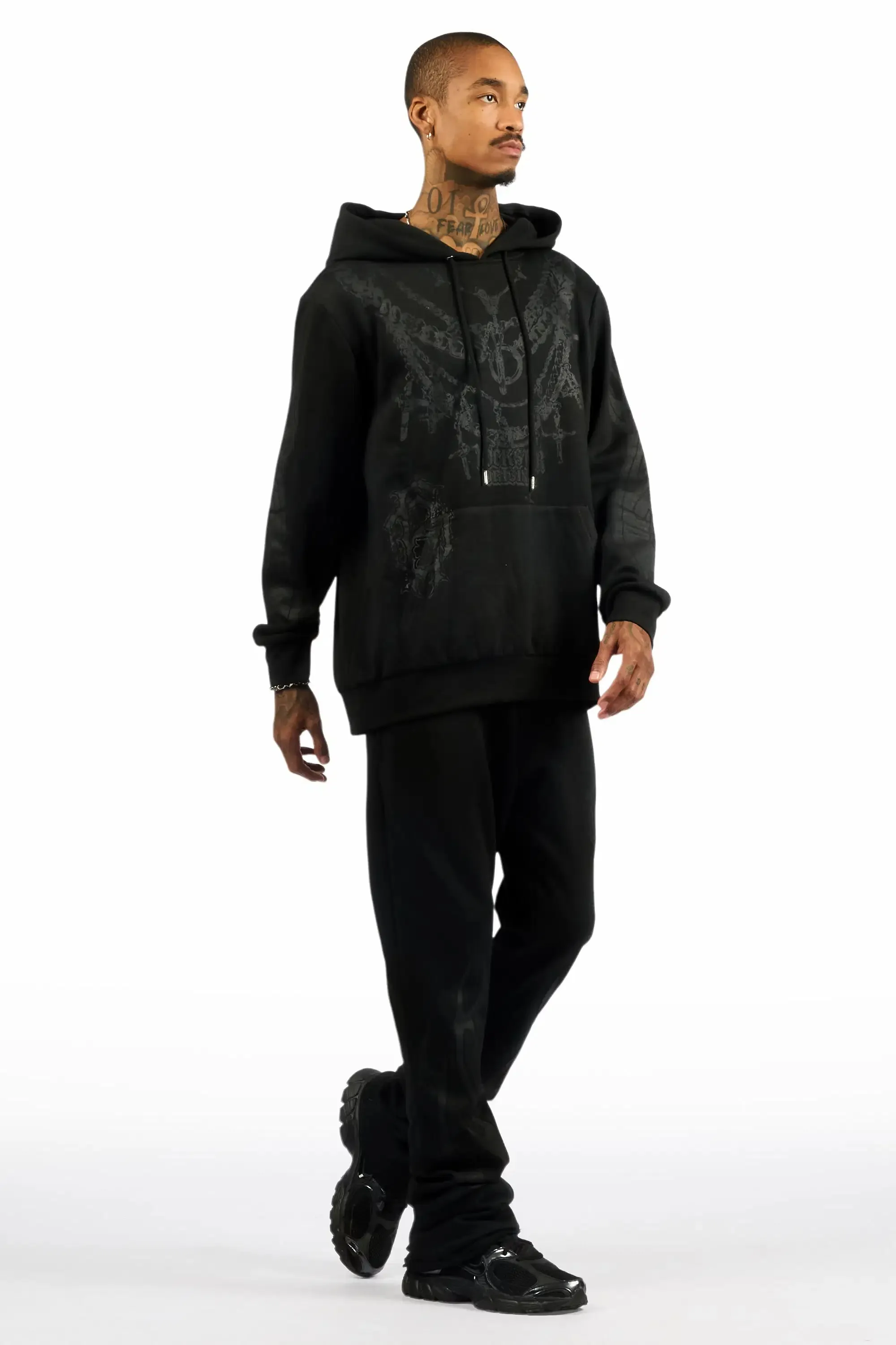 Nyro Black/Black Hoodie/Stacked Pant Track Set sold by Rockstar Original product image thumbnail 2