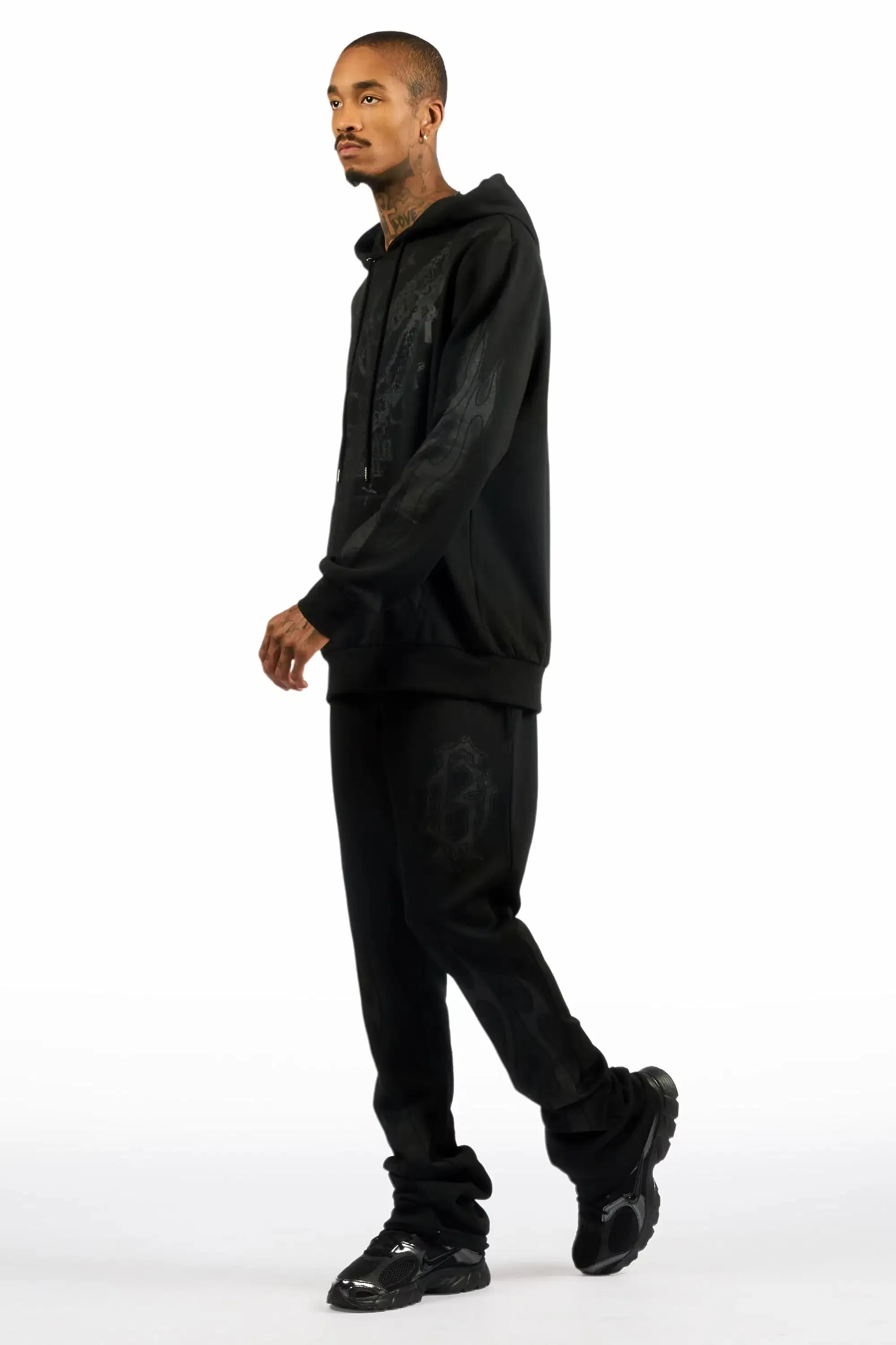 Nyro Black/Black Hoodie/Stacked Pant Track Set sold by Rockstar Original product image thumbnail 4