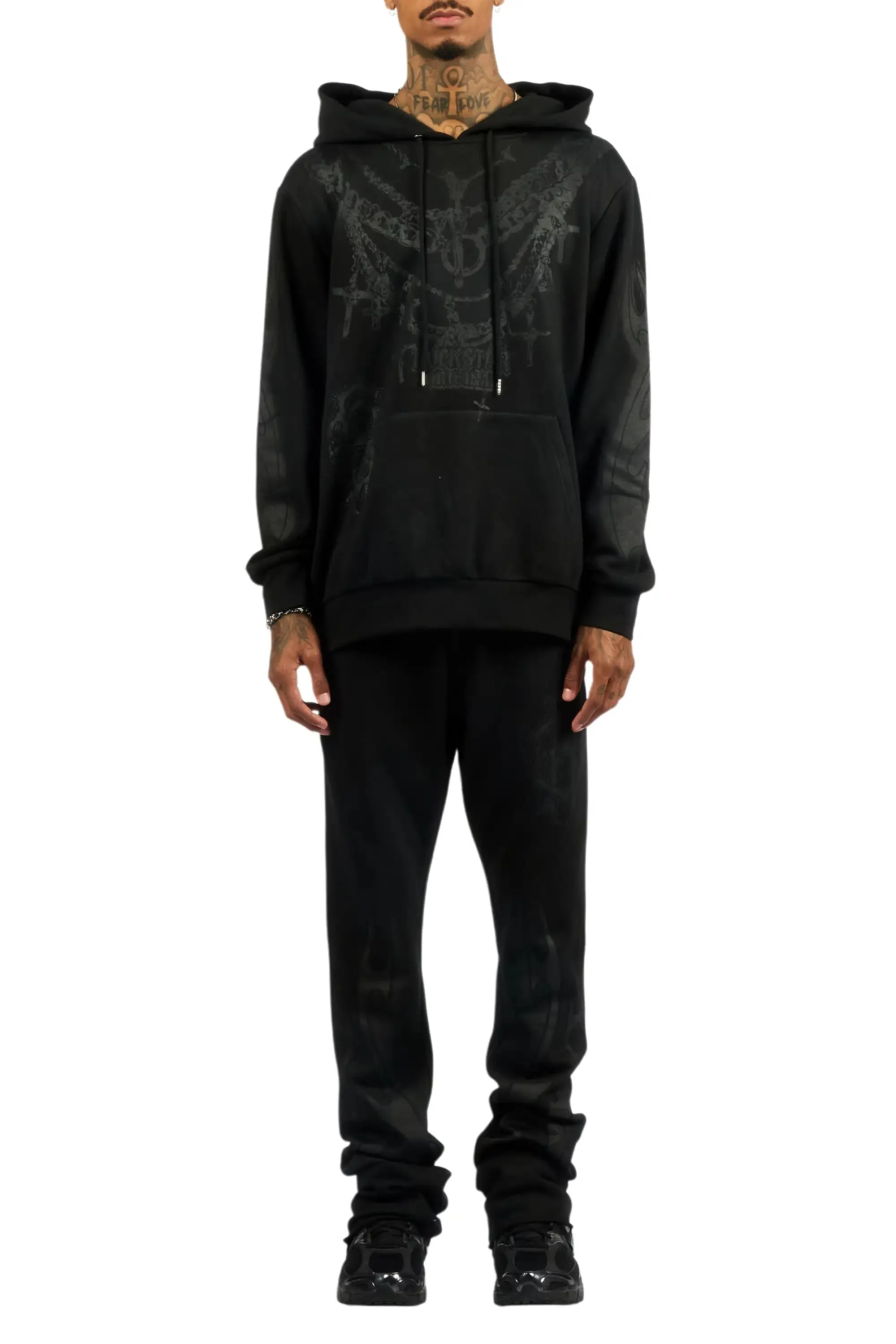 Nyro Black/Black Hoodie/Stacked Pant Track Set sold by Rockstar Original product image thumbnail 5