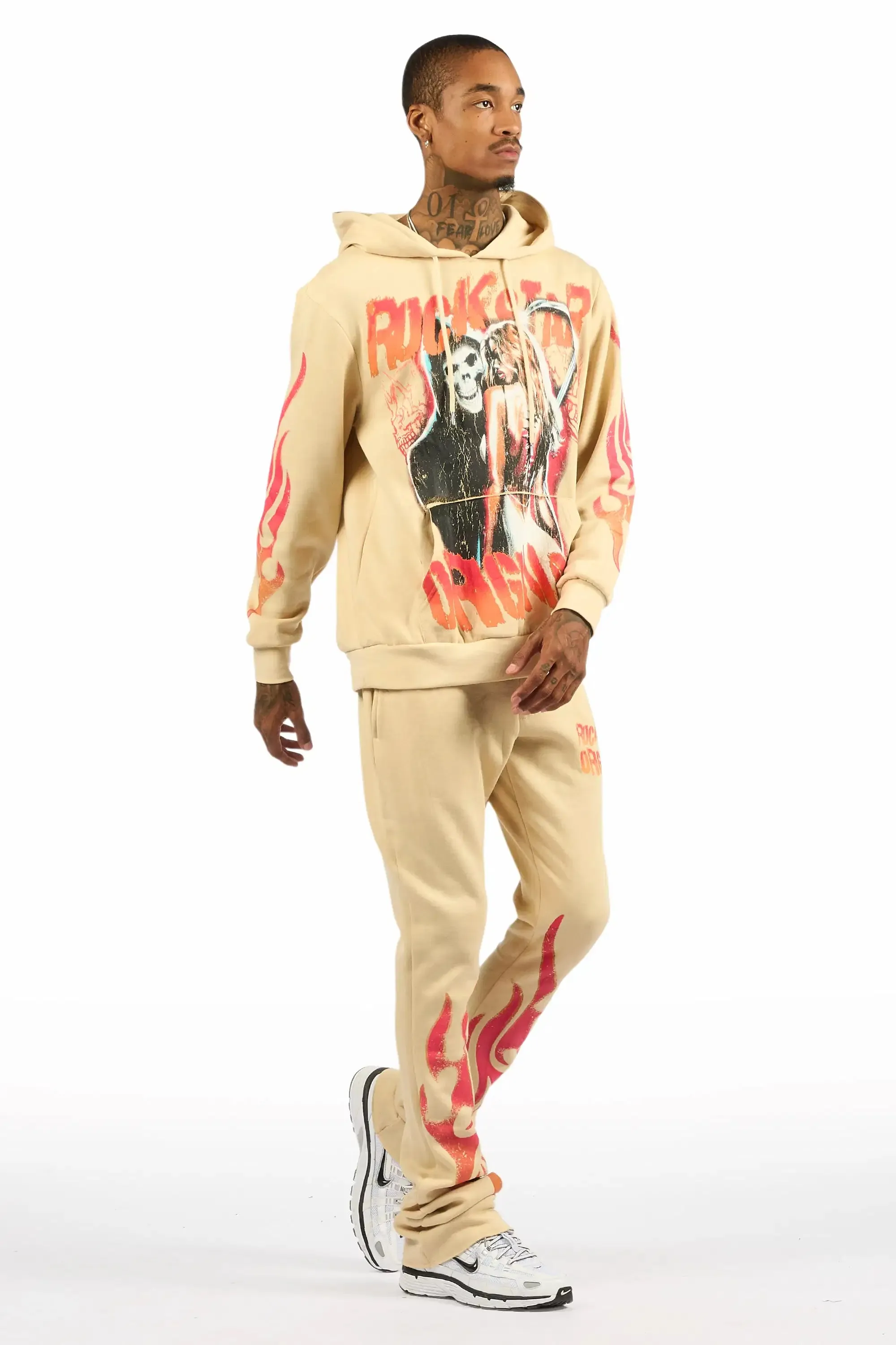 Zo Beige Hoodie/Stacked Pant Track Set sold by Rockstar Original product image thumbnail 3