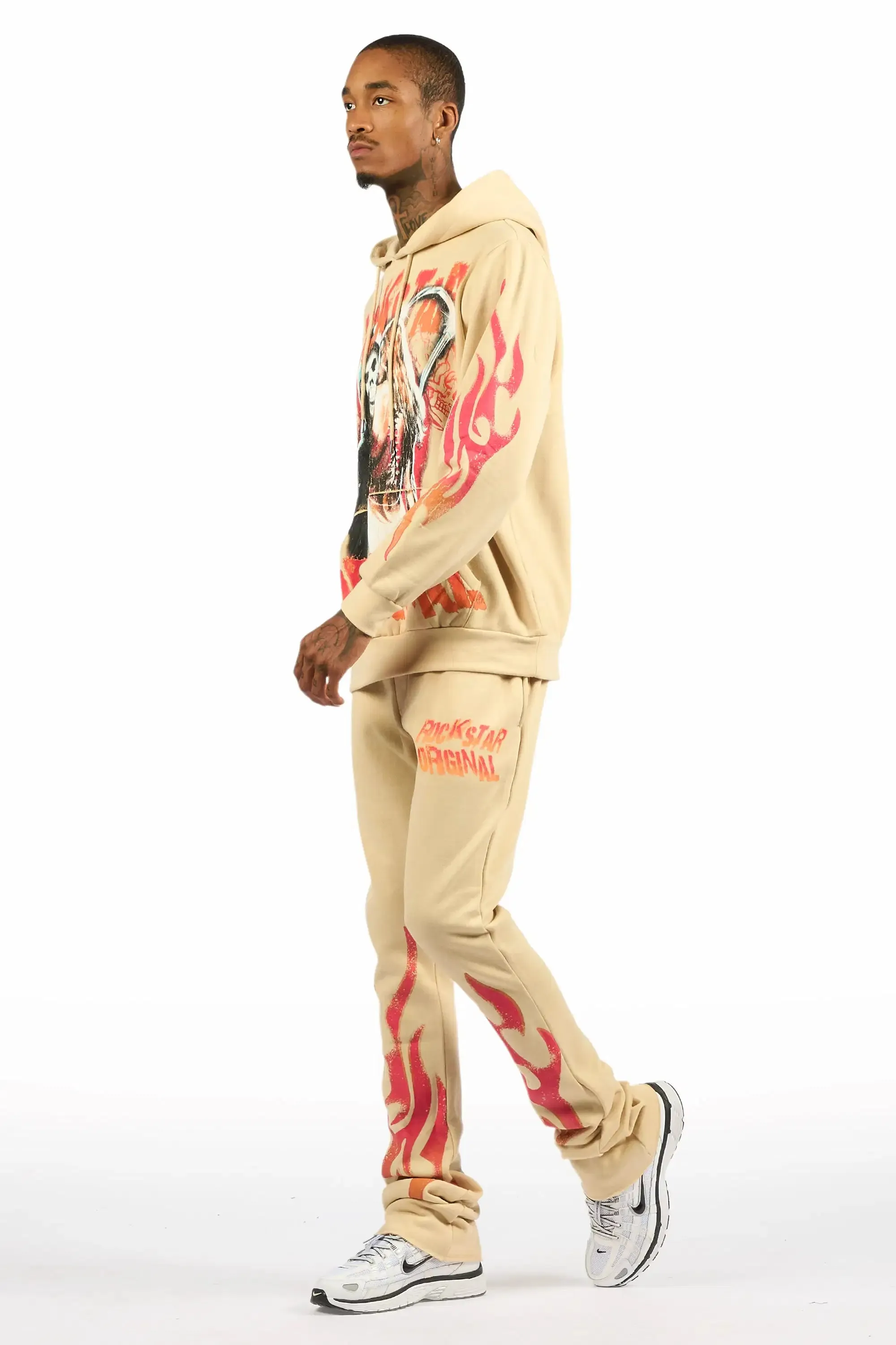 Zo Beige Hoodie/Stacked Pant Track Set sold by Rockstar Original product image thumbnail 5
