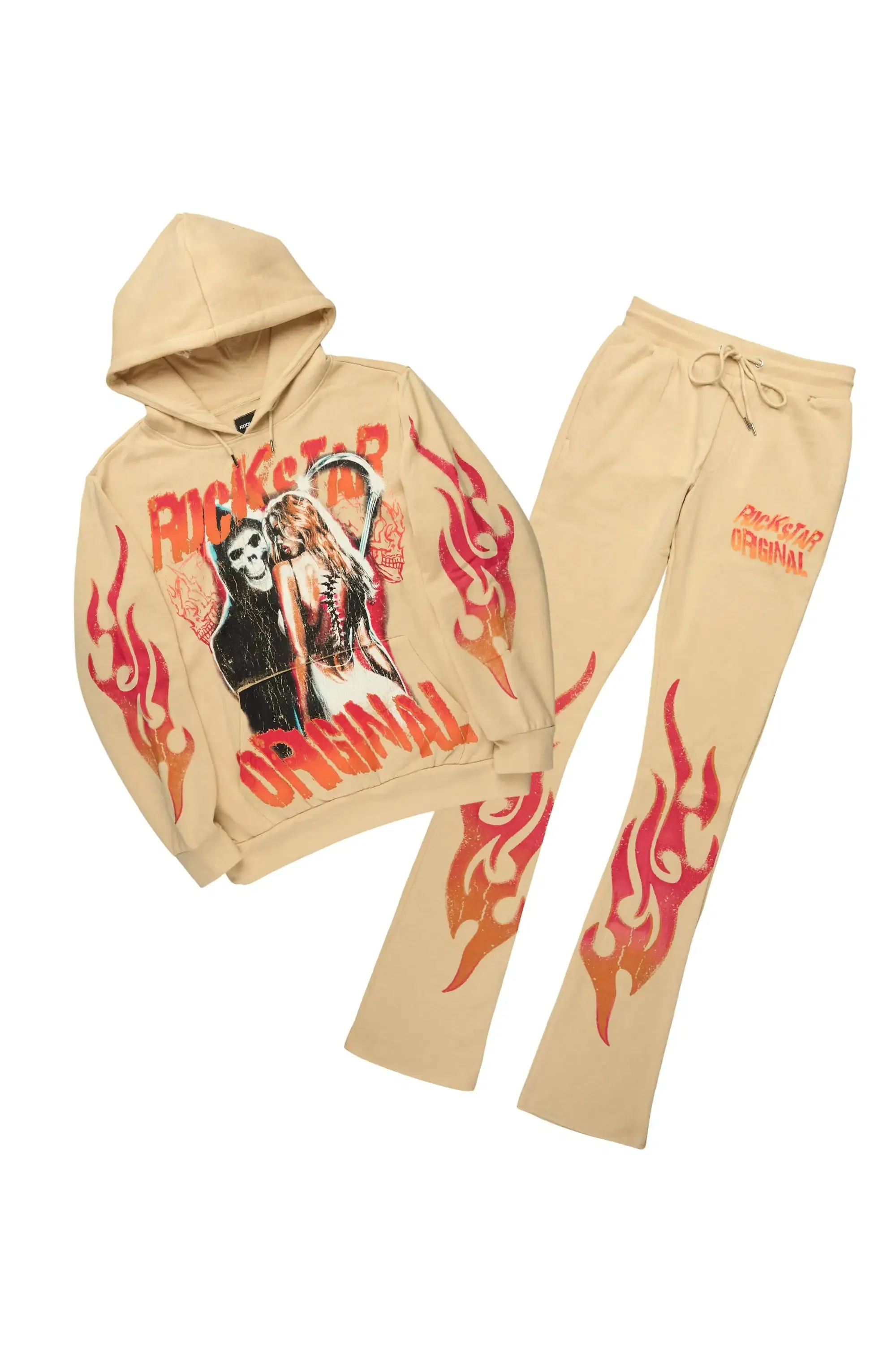 Zo Beige Hoodie/Stacked Pant Track Set sold by Rockstar Original