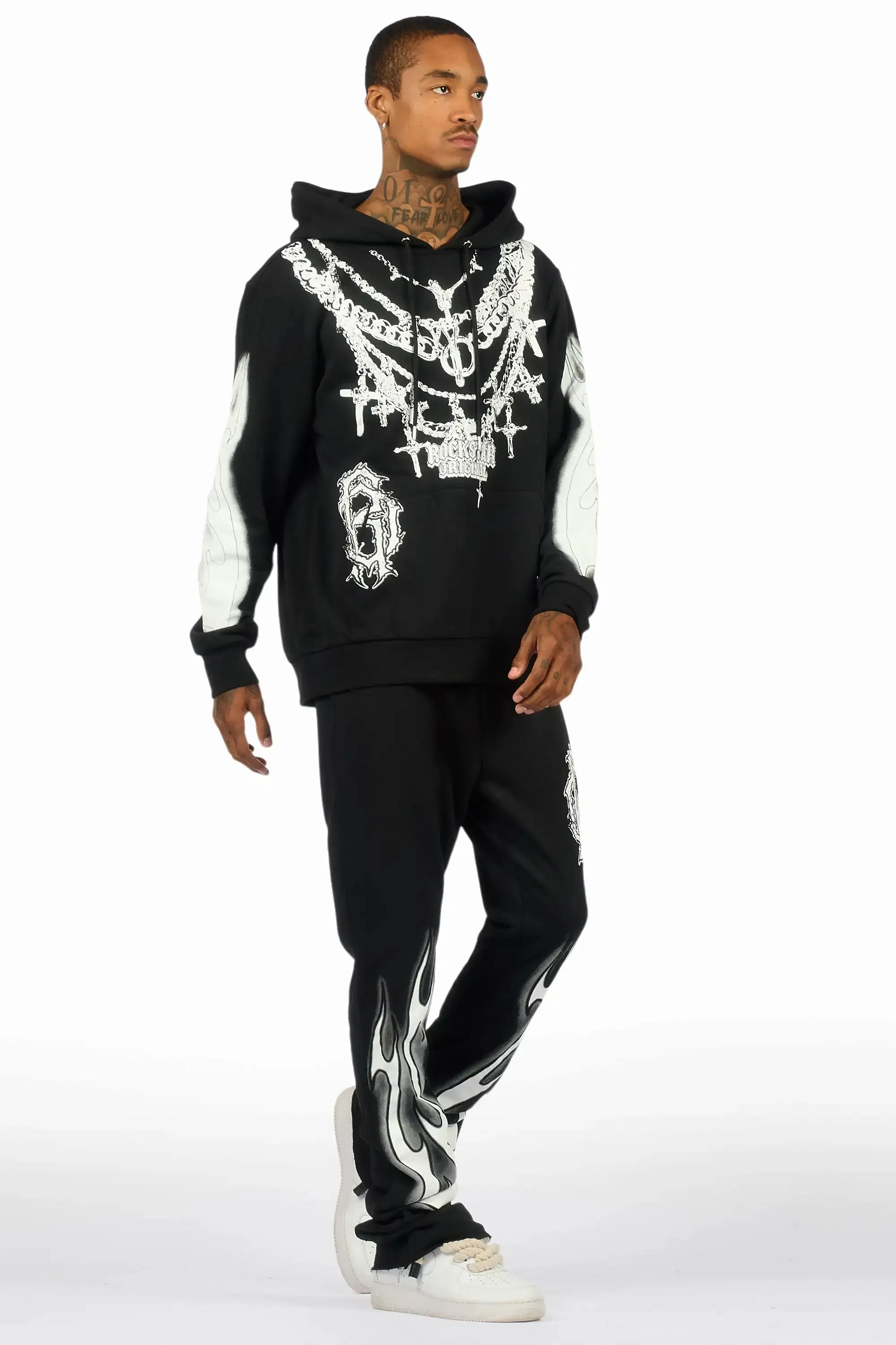 Nyro Black Hoodie/Stacked Pant Track Set sold by Rockstar Original product image thumbnail 3