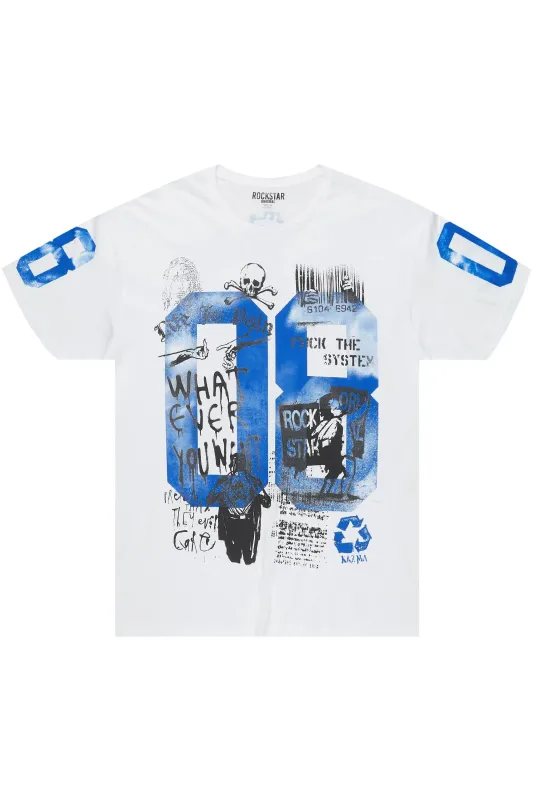 Grill 2.0 White/Blue Oversized Graphic T-Shirt sold by Rockstar Original